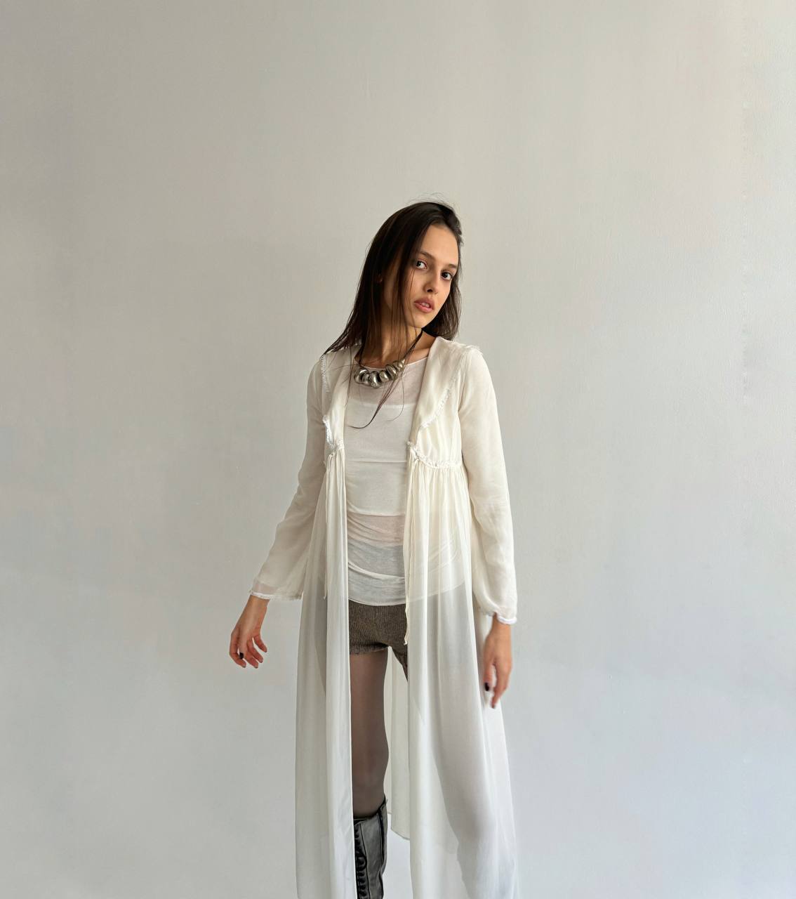 Vintage 100% silk milky night gown