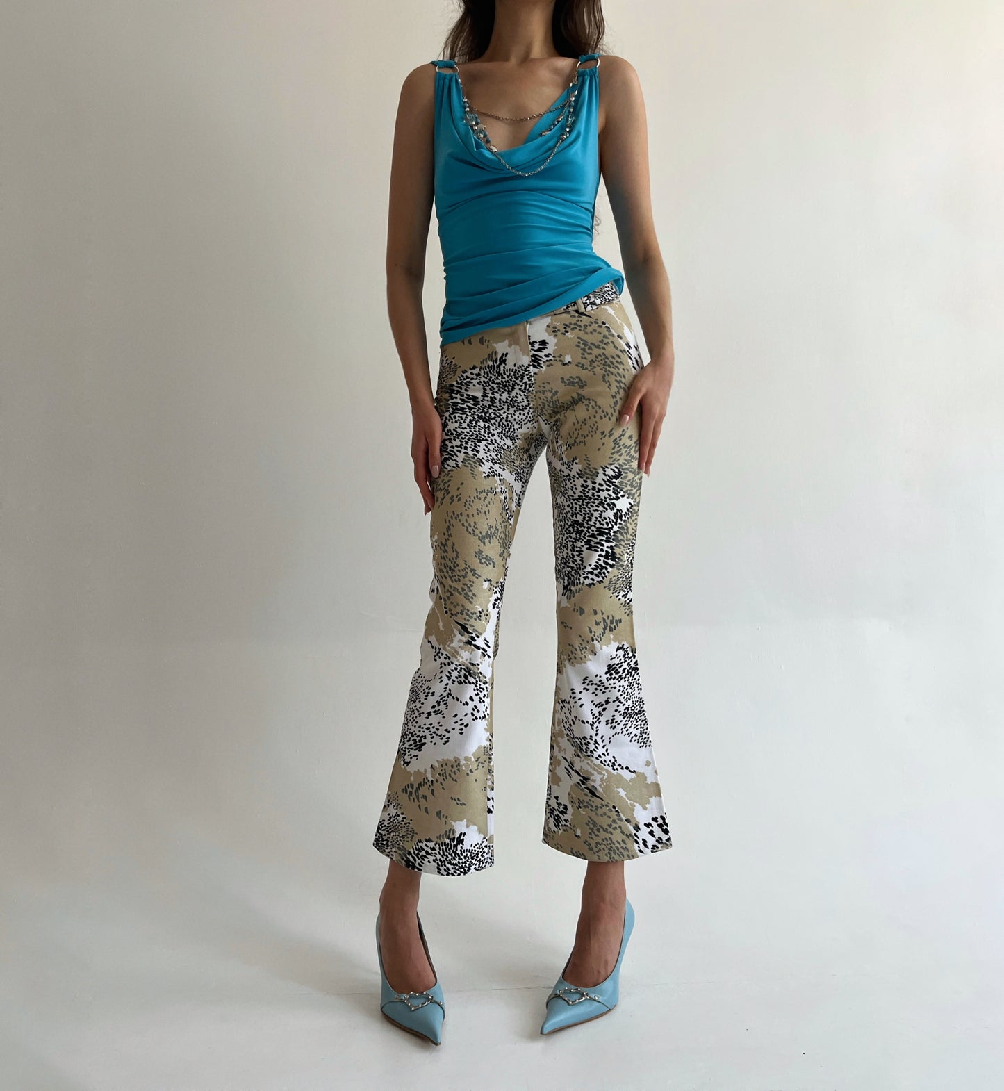 Vintage printed flared jeans