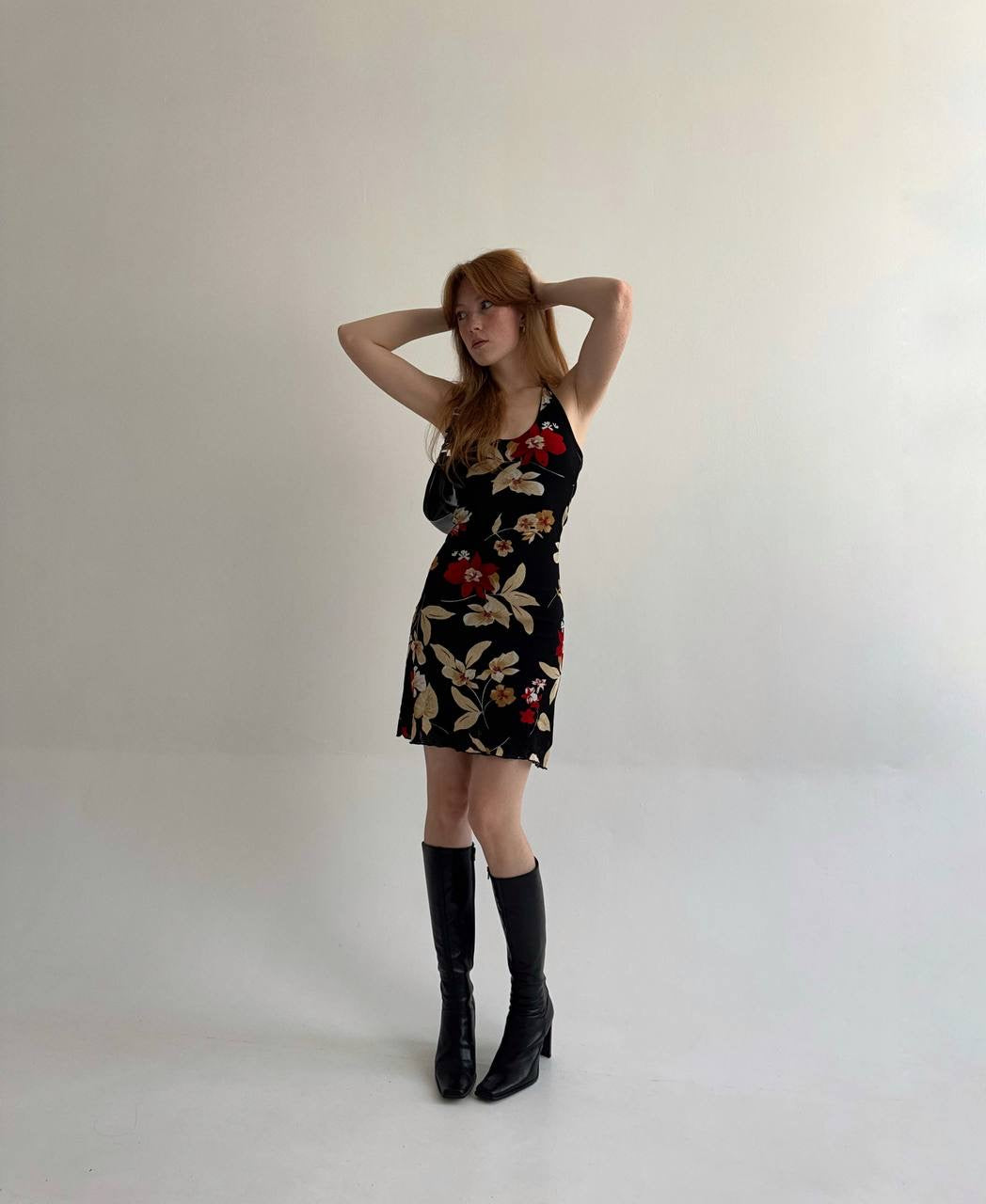 Vintage mini dress with flower pattern