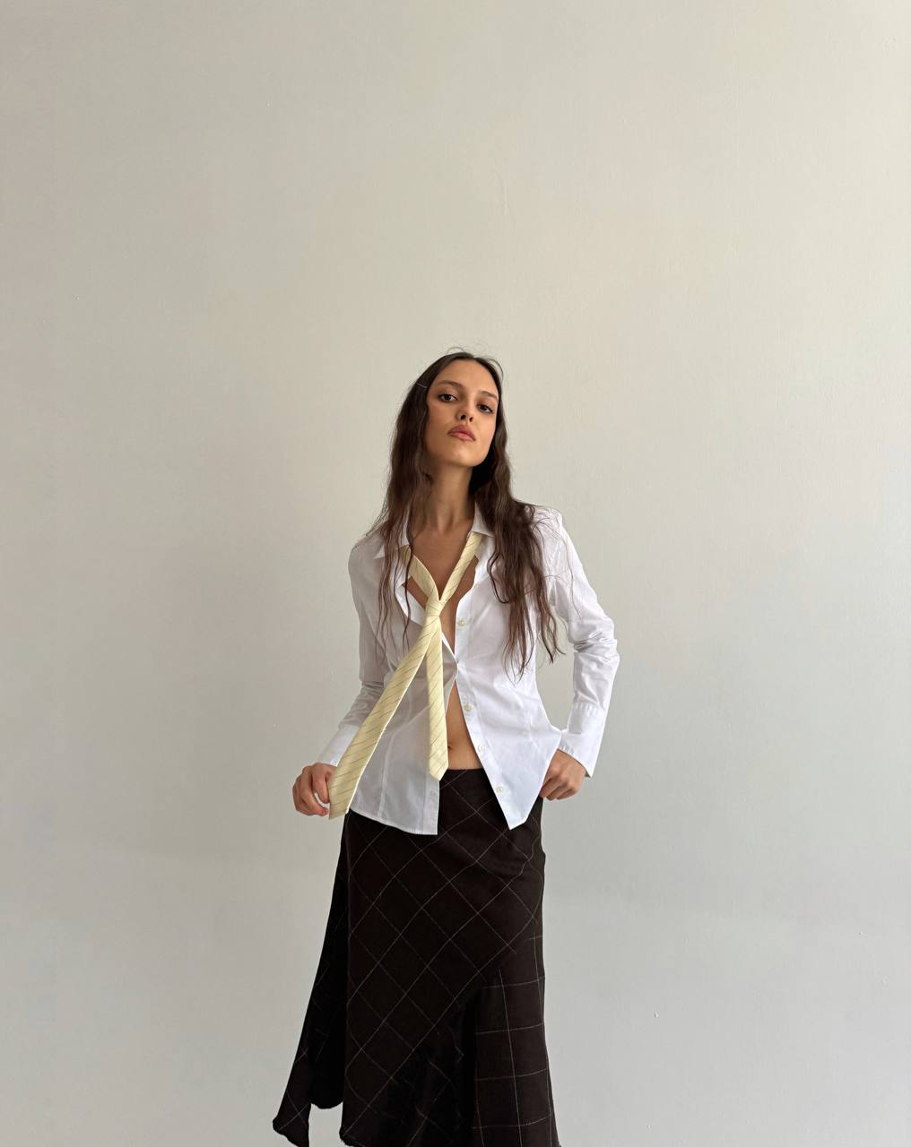 Vintage cotton asymmetrical checked skirt