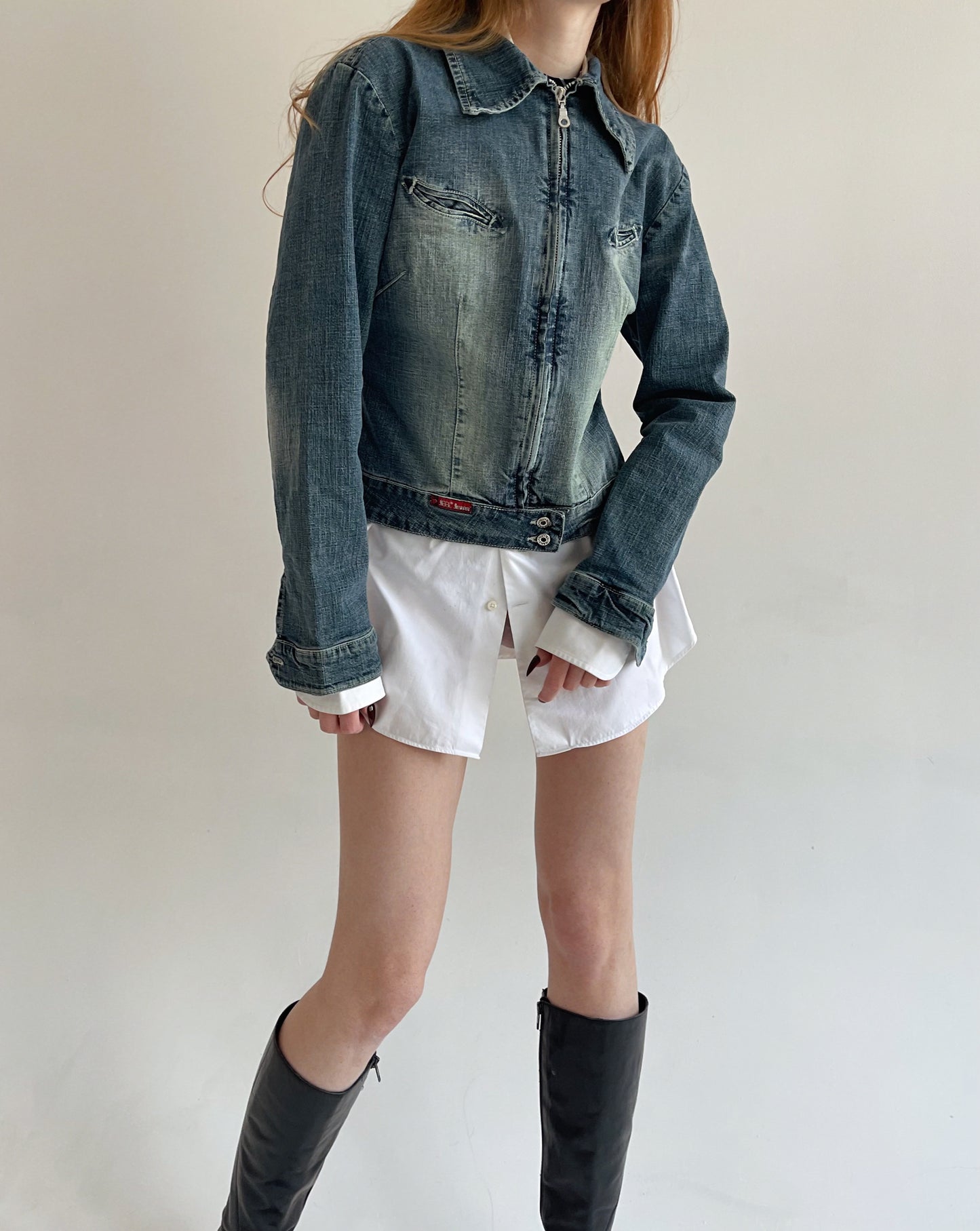 Vintage washed blue denim jacket