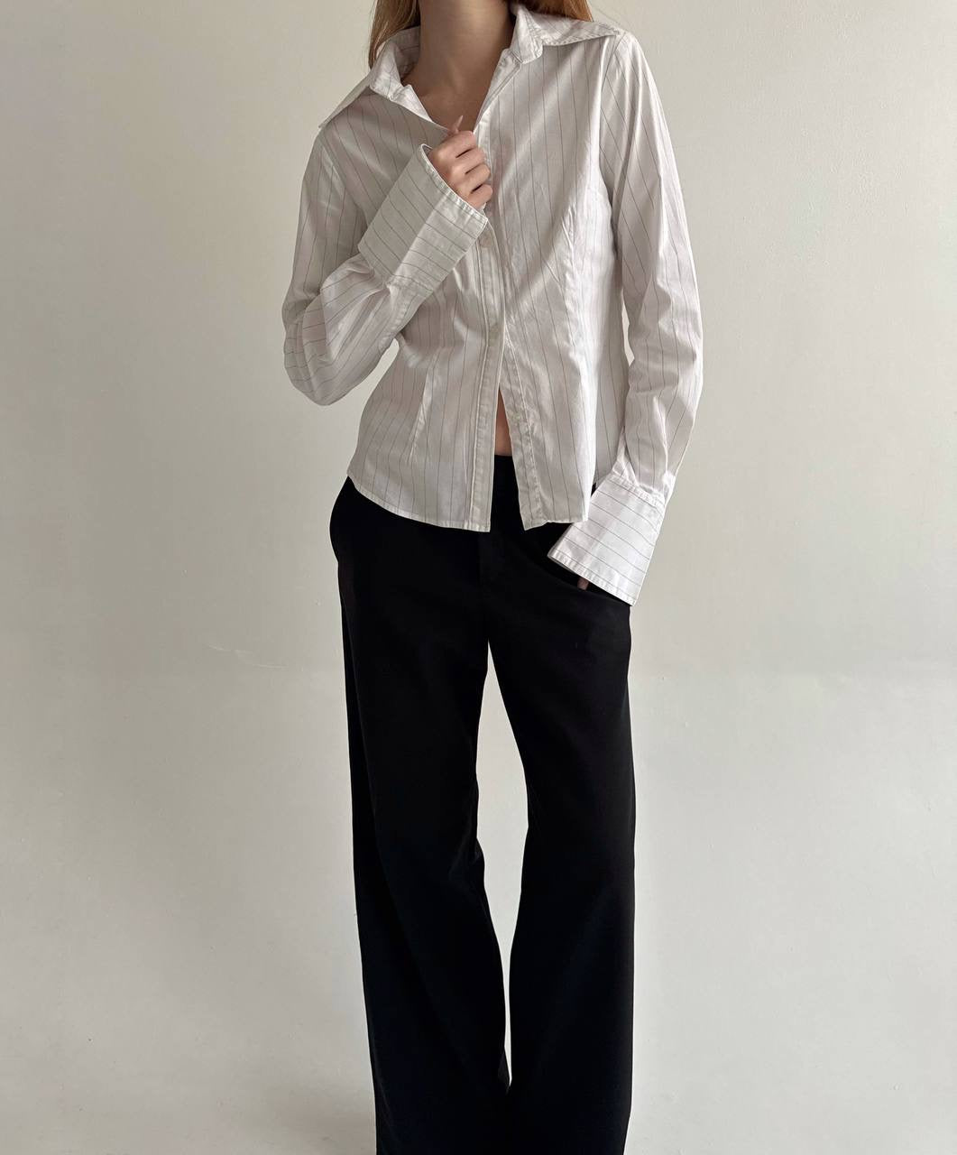 Y2K 95% cotton white striped shirt