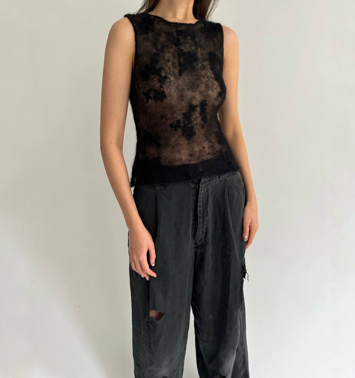 Vintage mohair crochet vest