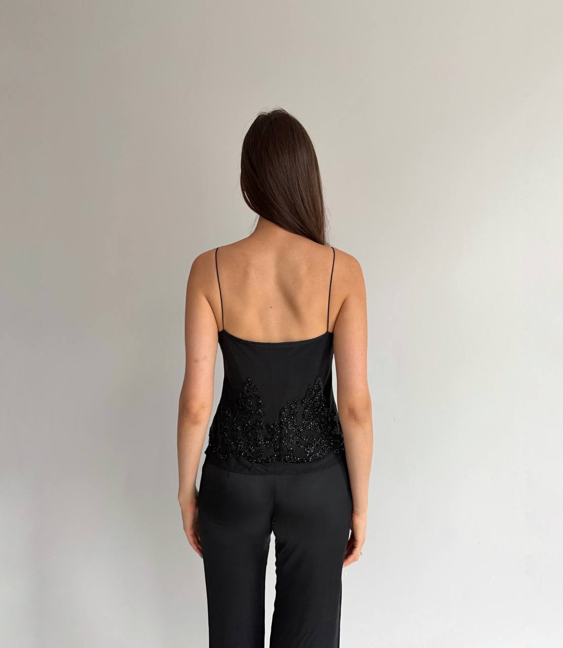 Vintage pure silk beaded top