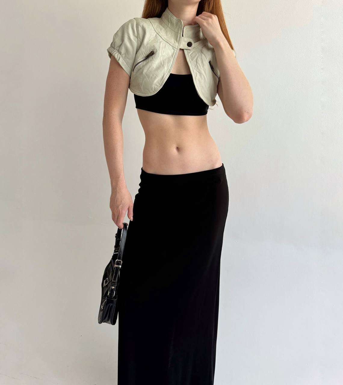 Vintage genuine leather cropped bolero