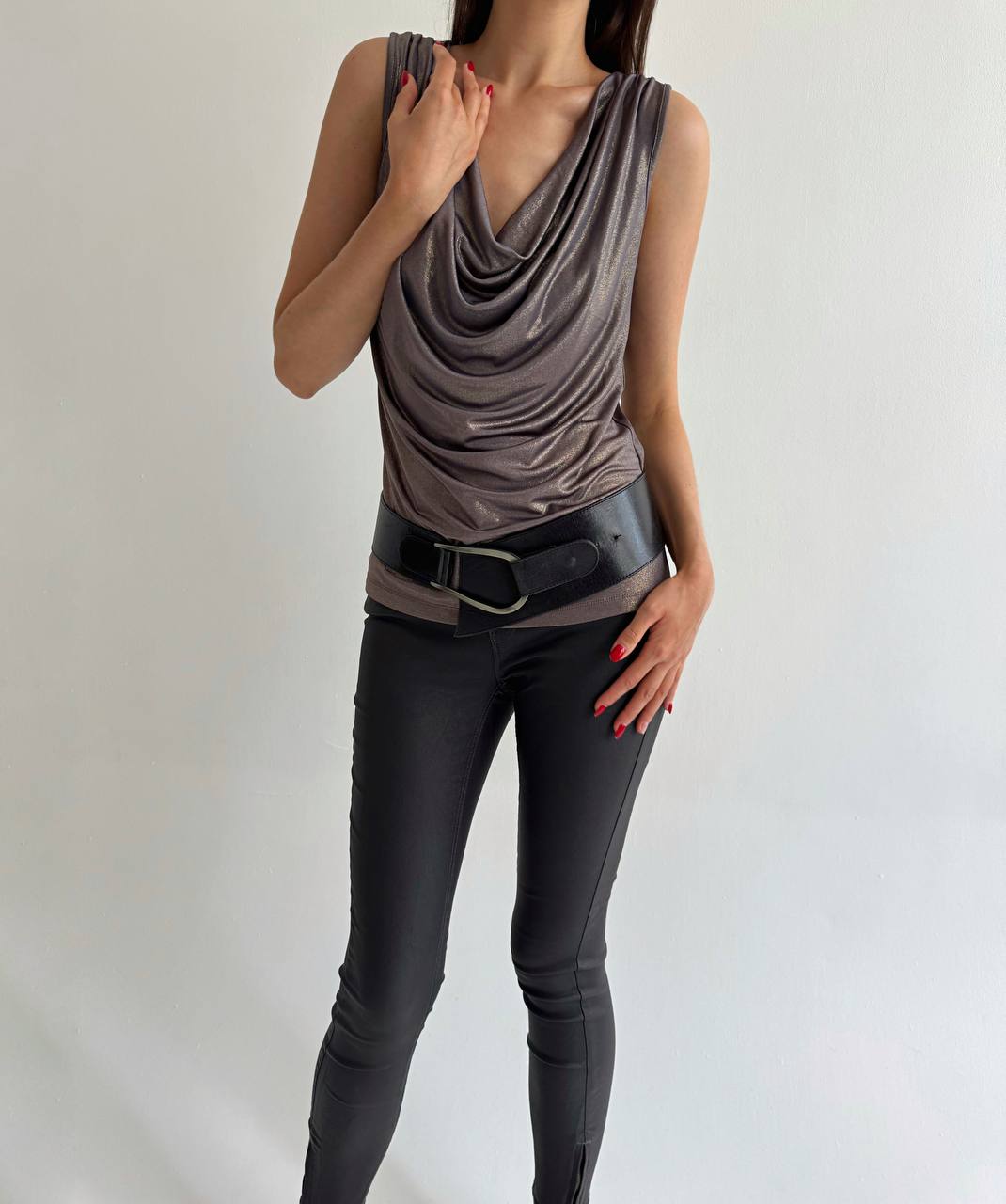 Calvin Klein glossy draped top