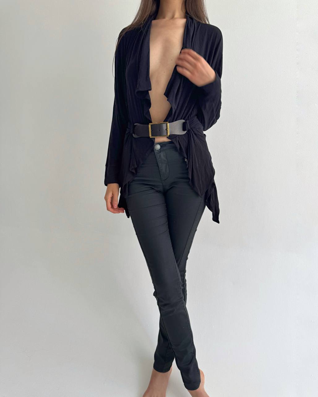 Vintage Plein Sud viscose draped blouse with belt