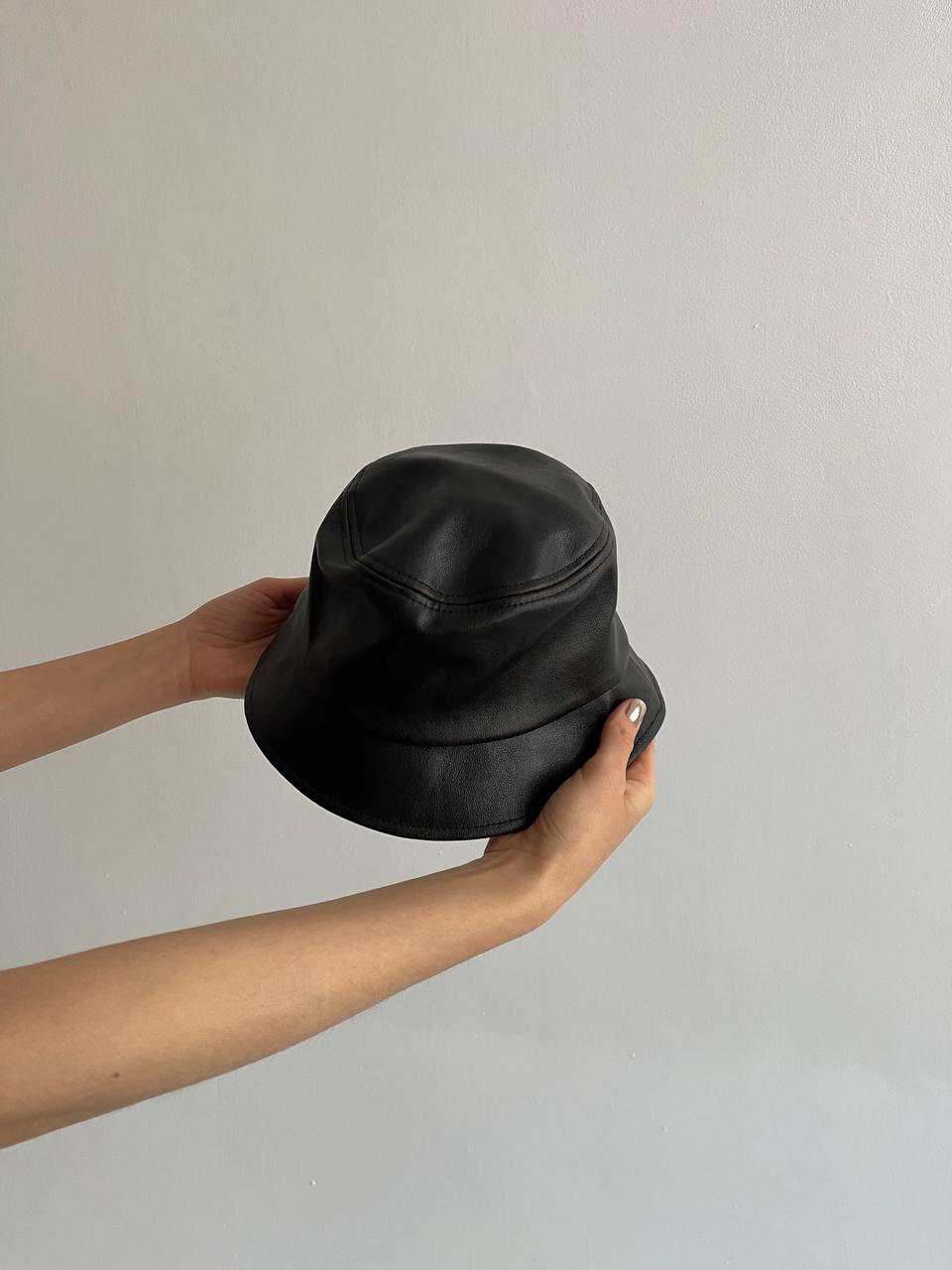 Y2K faux leather bucket hat
