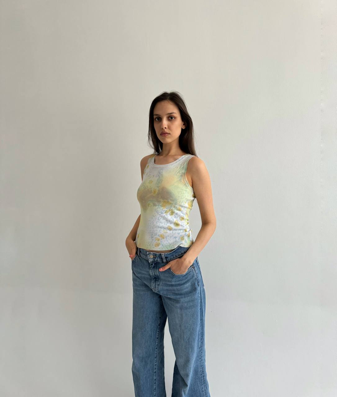 Vintage pastel printed tank top