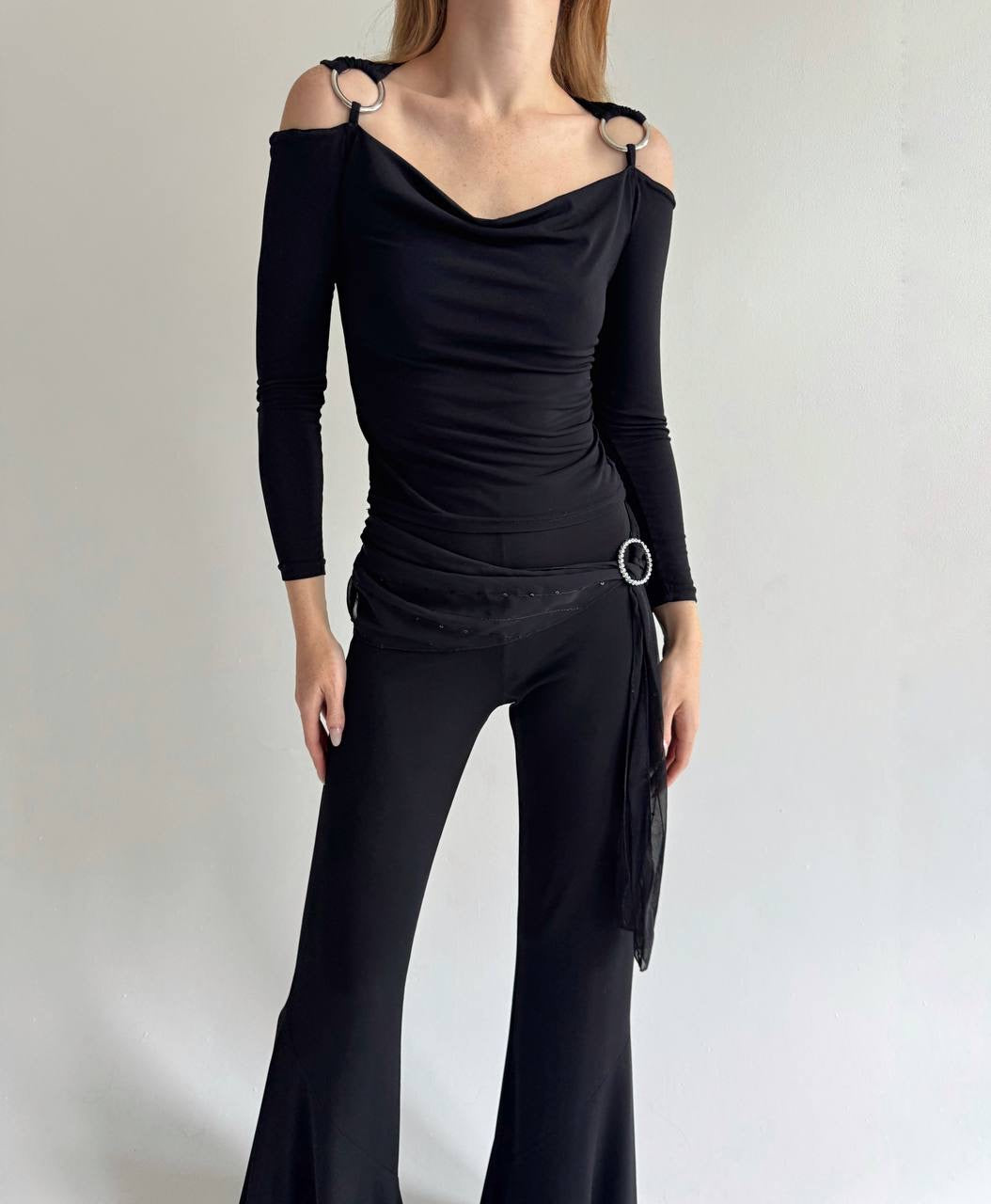 Vintage black stretchy flared pants