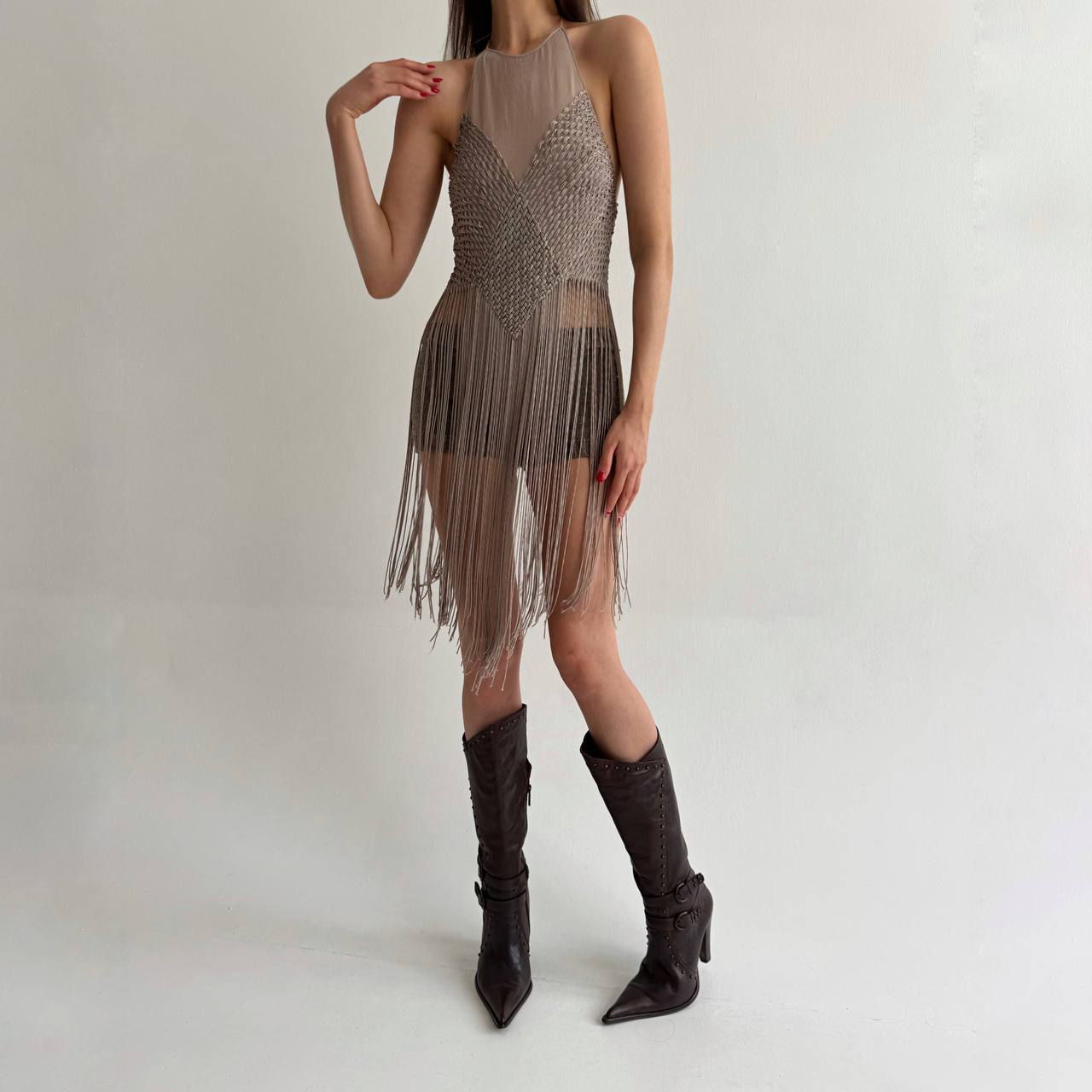 Vintage pure silk Max Mara top with tassels