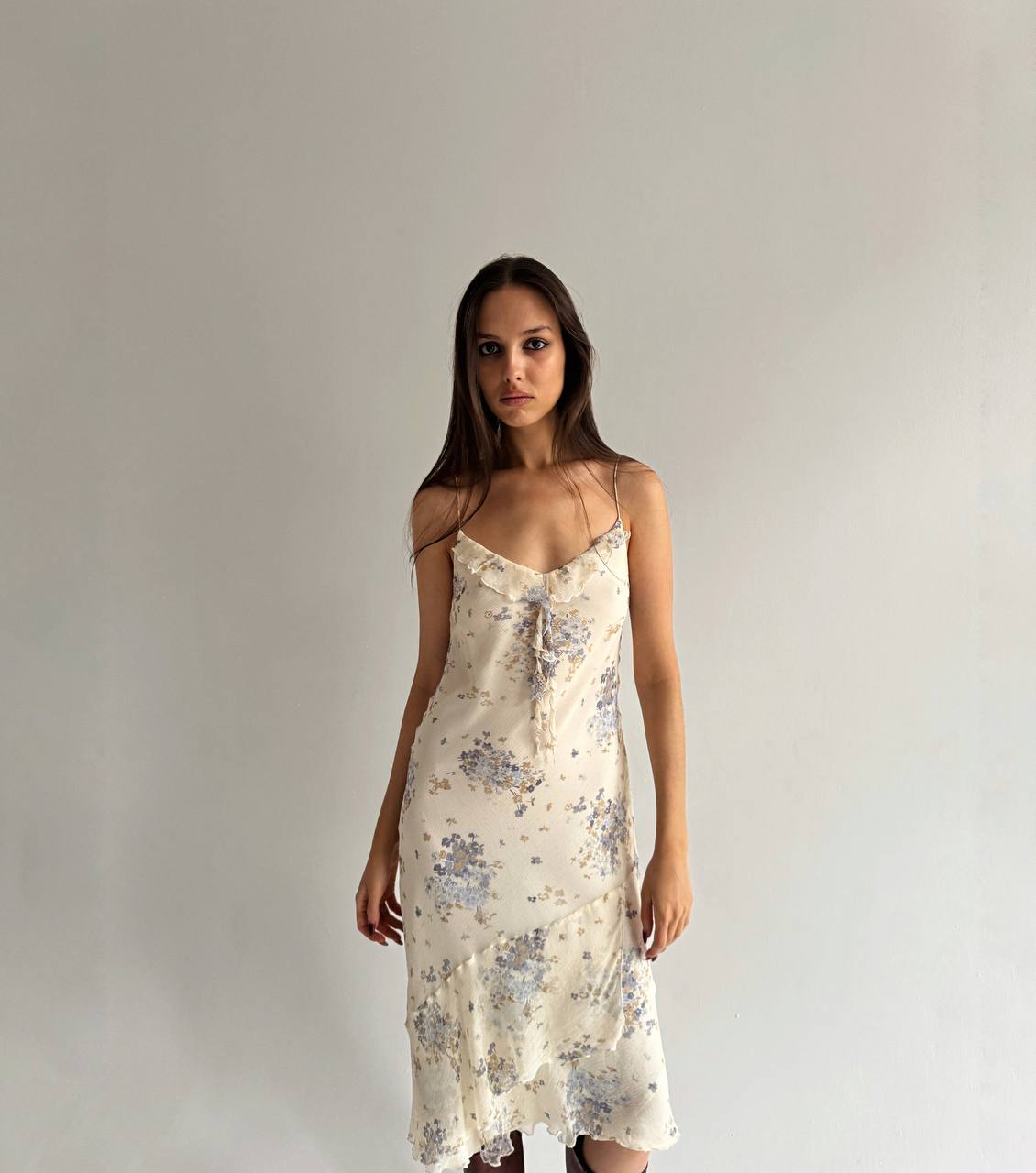 Vintage pure silk flower print dress
