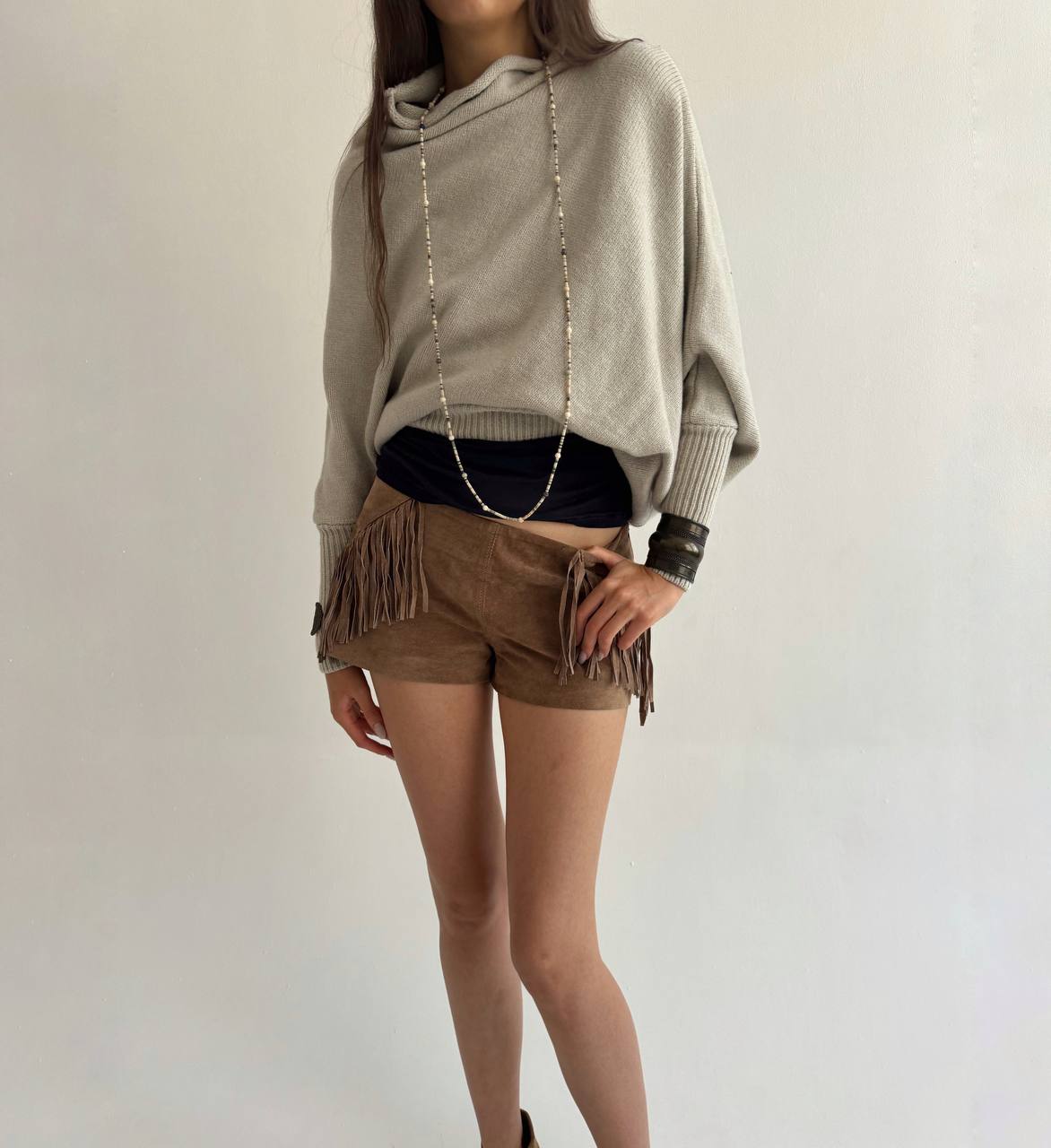 Genuine leather Liu Jo shorts with tassels