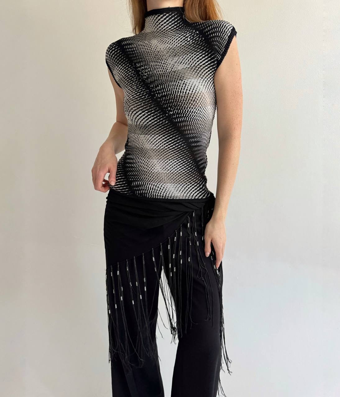 Vintage pleated crinkle blouse