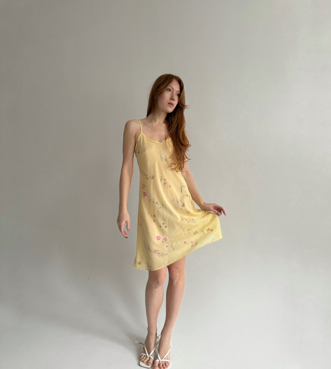 Vintage slip dress with flower pattern