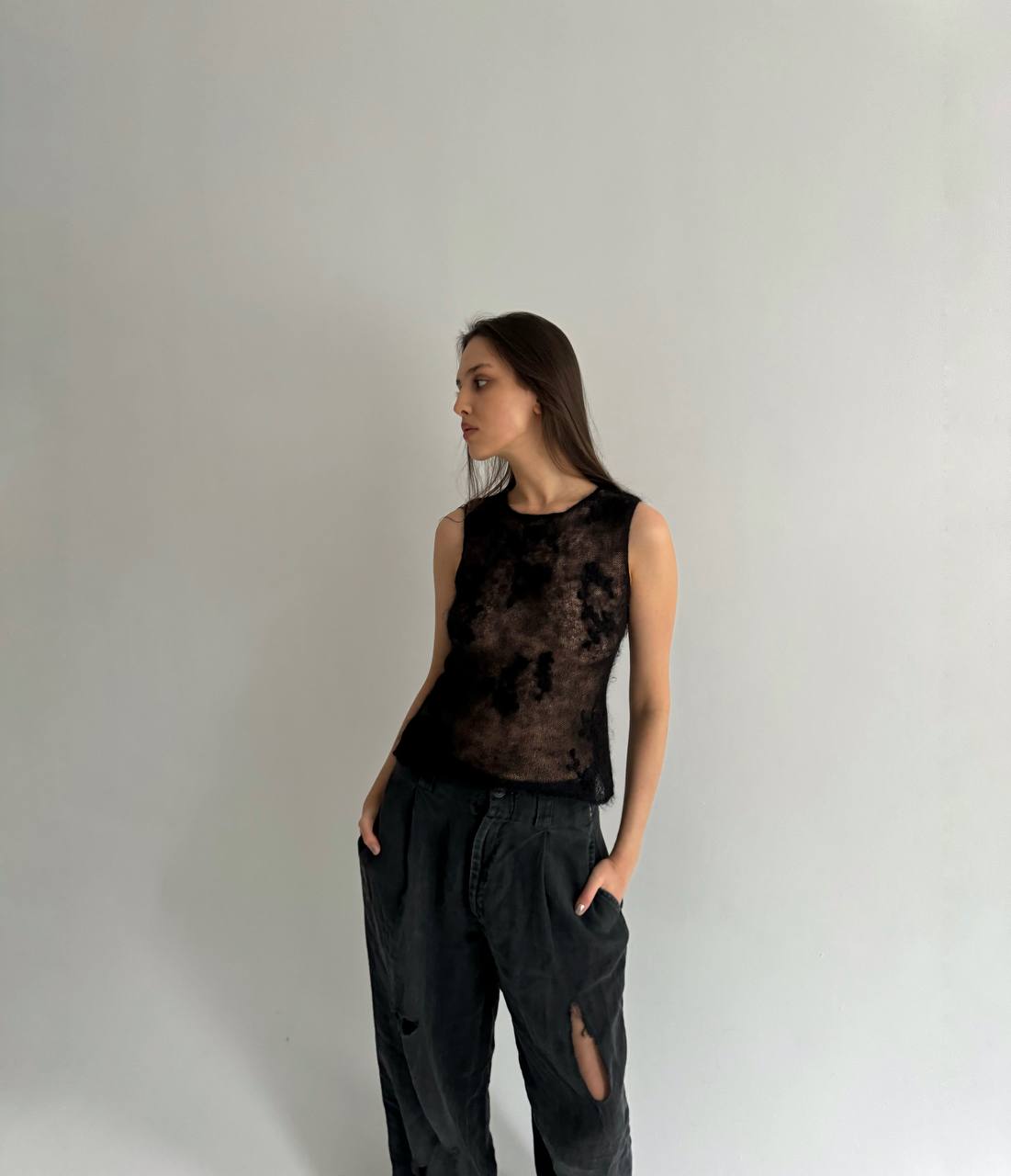 Vintage mohair crochet vest