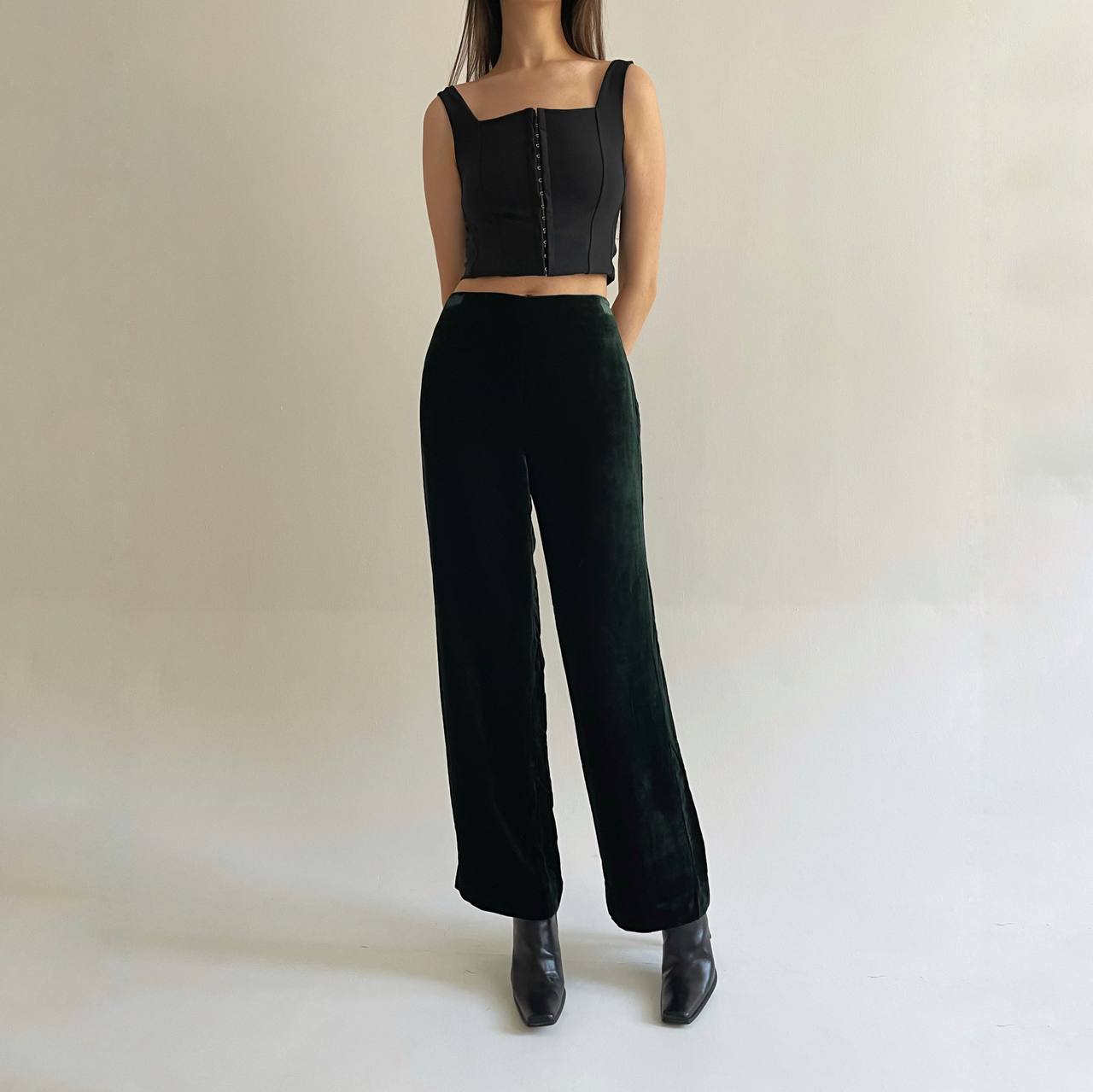 Vintage Giorgio Armani green velvet pants
