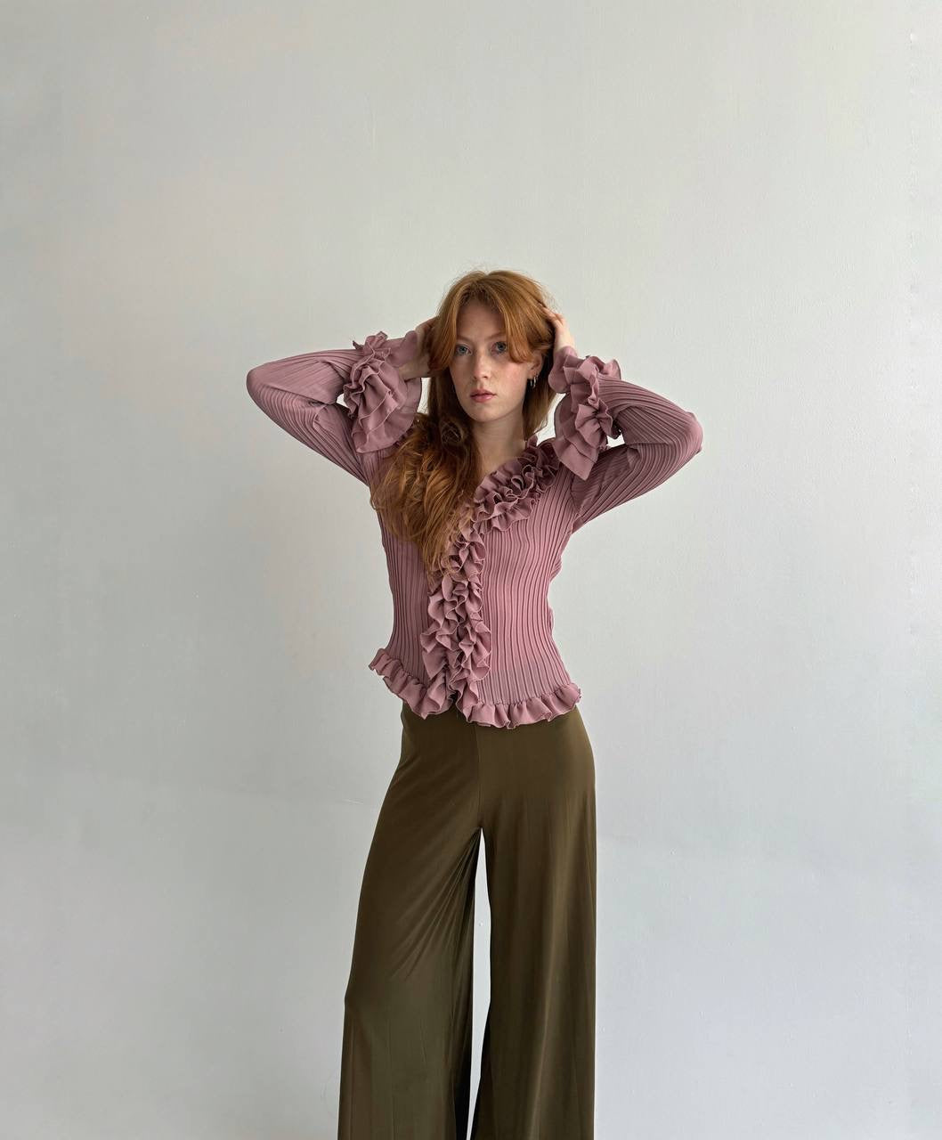 Vintage rose ruffled blouse