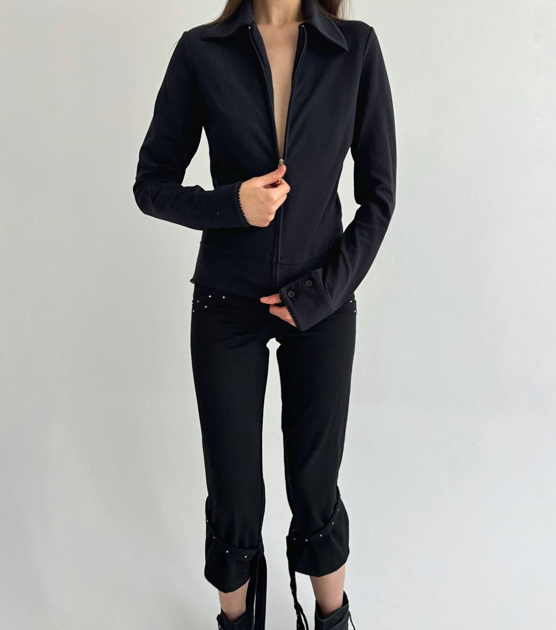 Vintage made in France black zip jacket