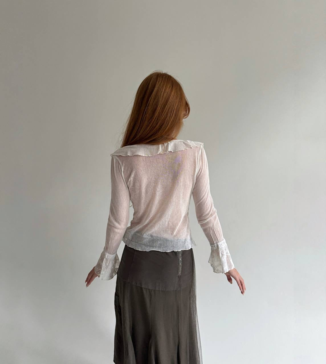 Vintage embroidered blouse with ruffles