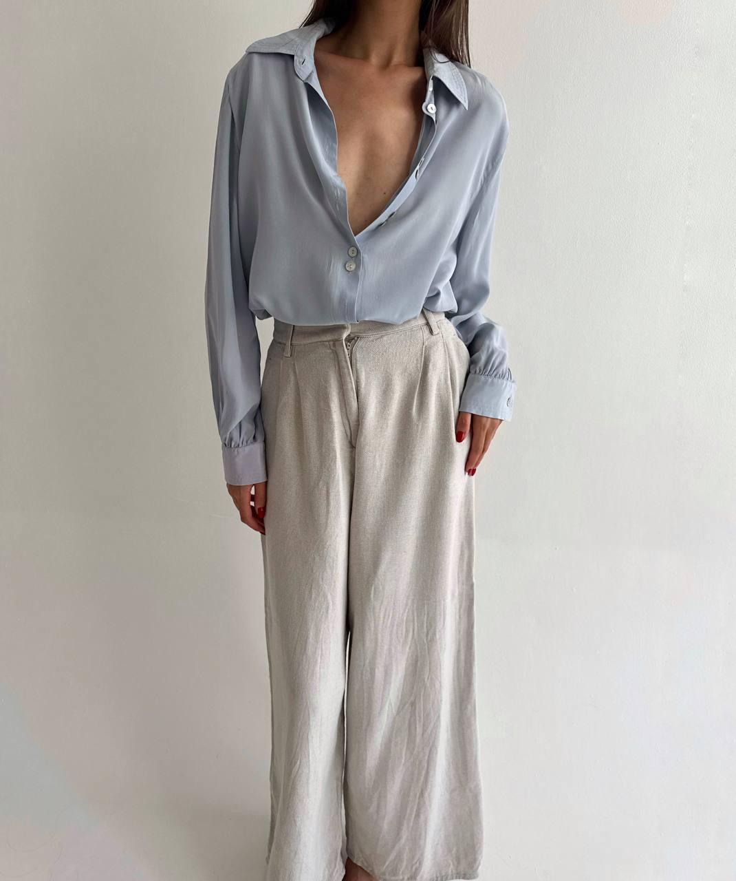 Vintage 100% pure silk blue shirt