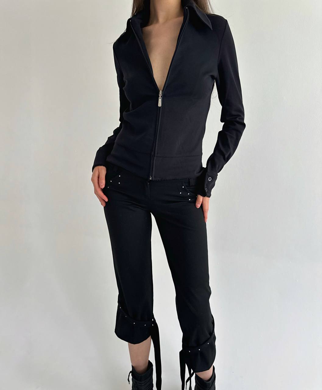 Vintage made in France black zip jacket
