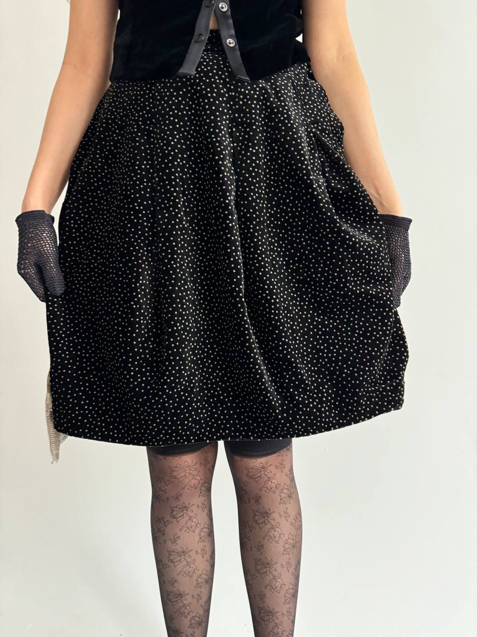 Vintage Giorgio Armani velvet polka dot skirt