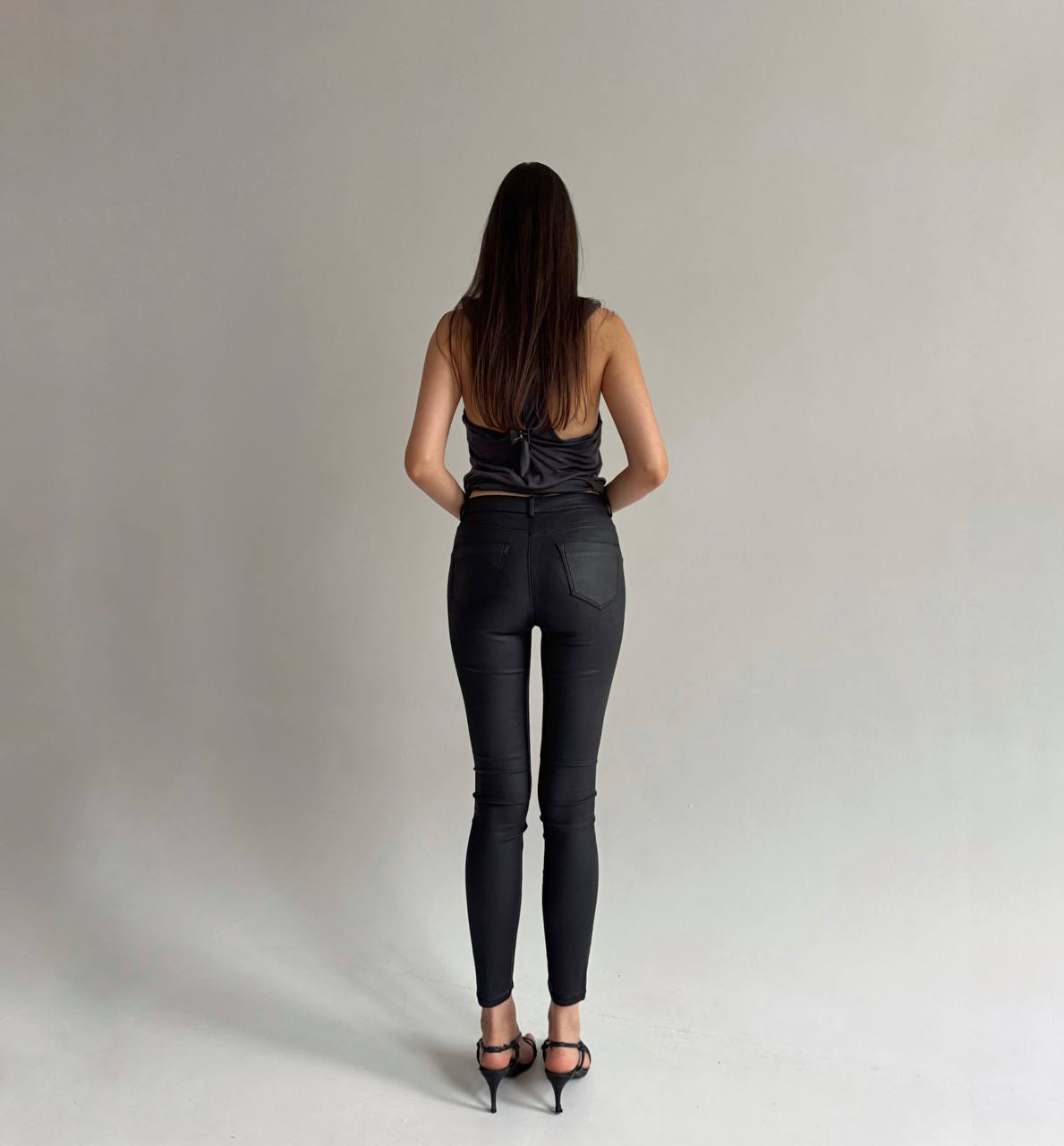 Wax skinny jeans in black