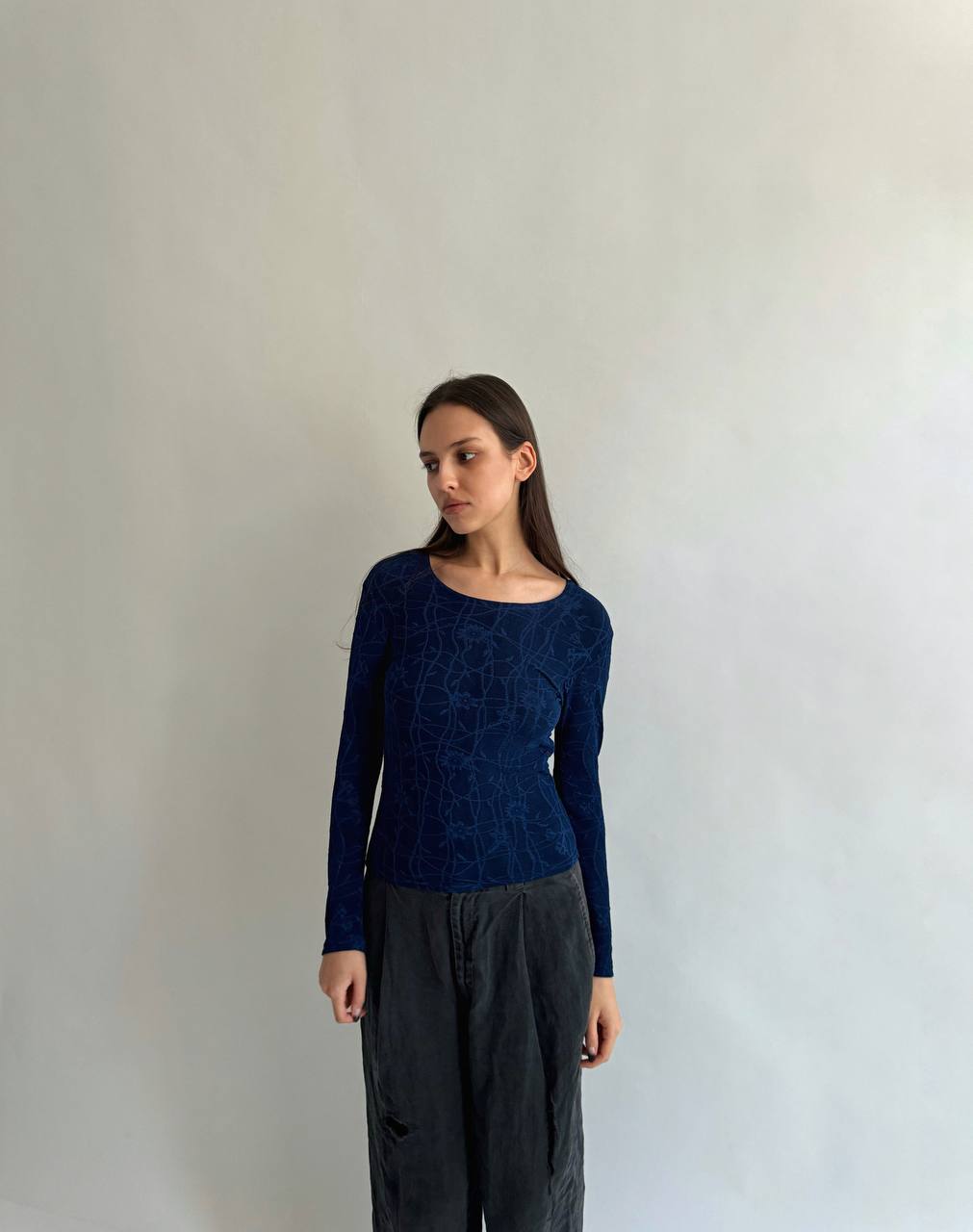 Vintage blue flower pattern blouse