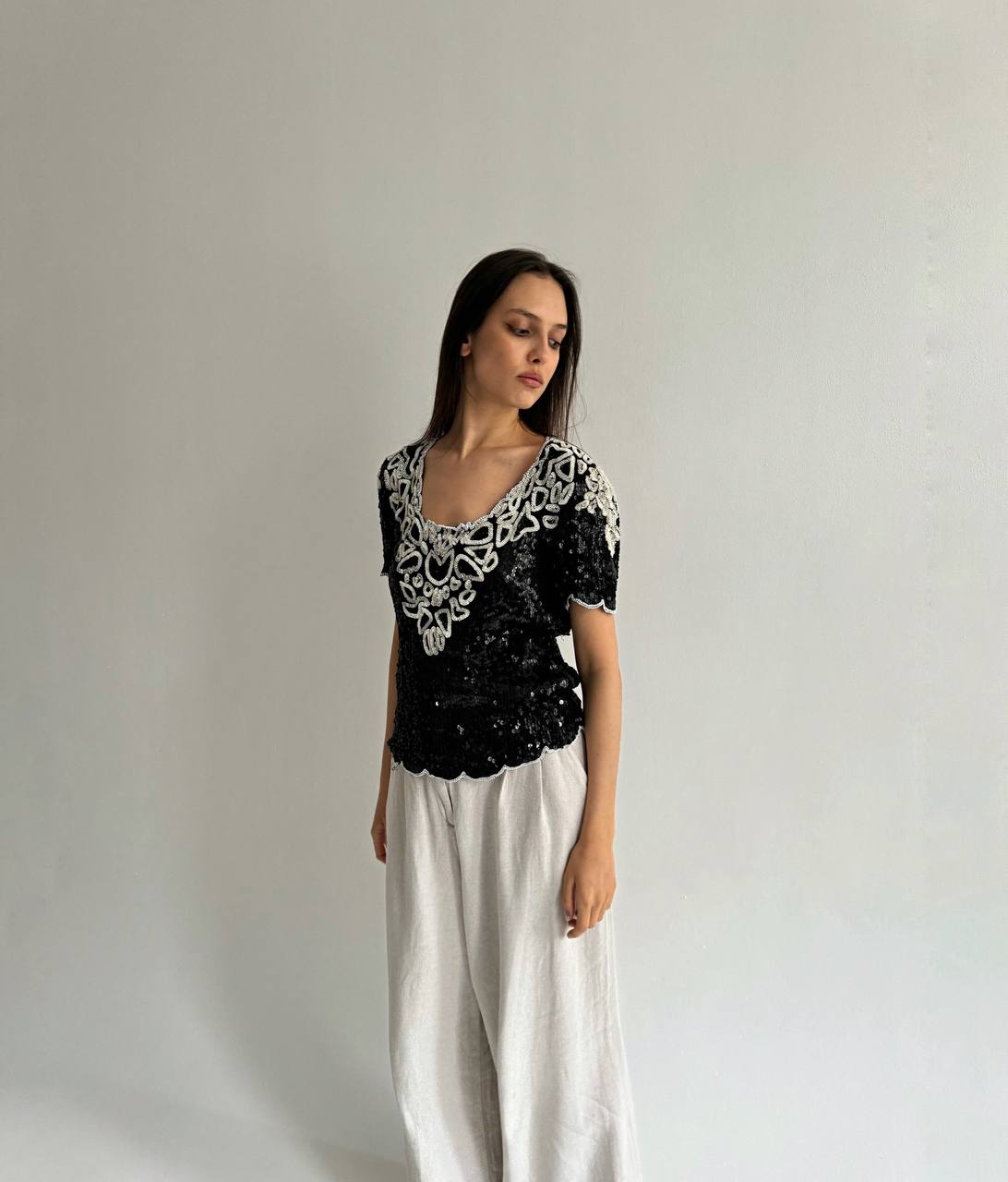 Vintage sequin beaded blouse