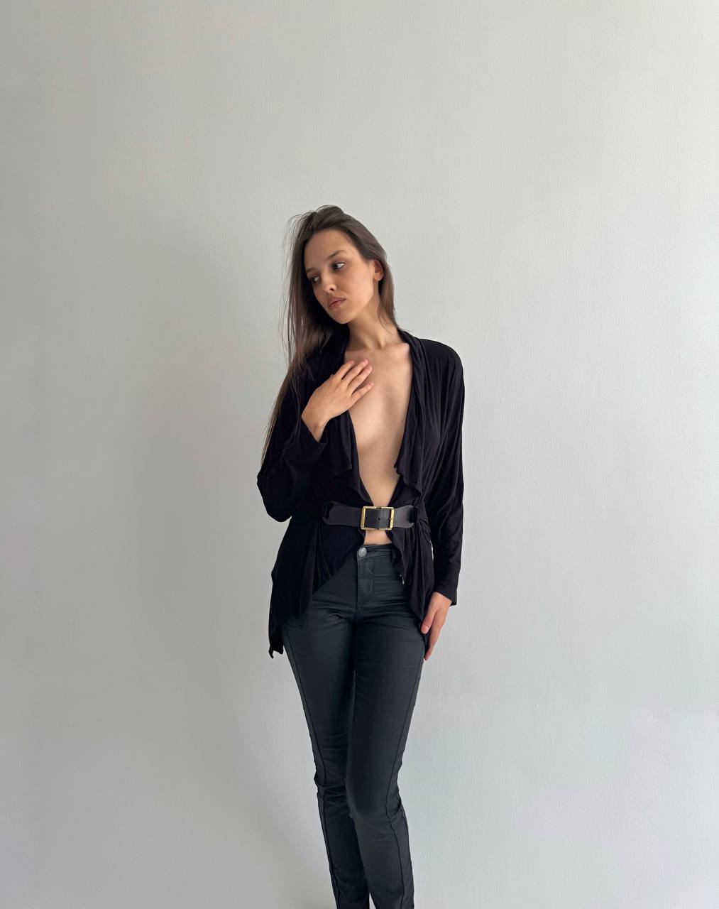 Vintage Plein Sud viscose draped blouse with belt