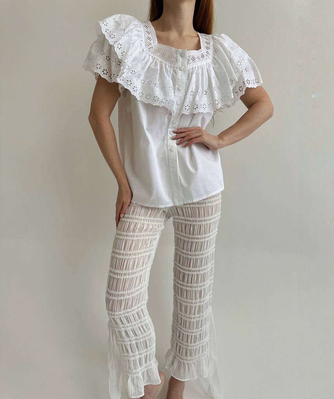 Vintage cotton embroidery blouse