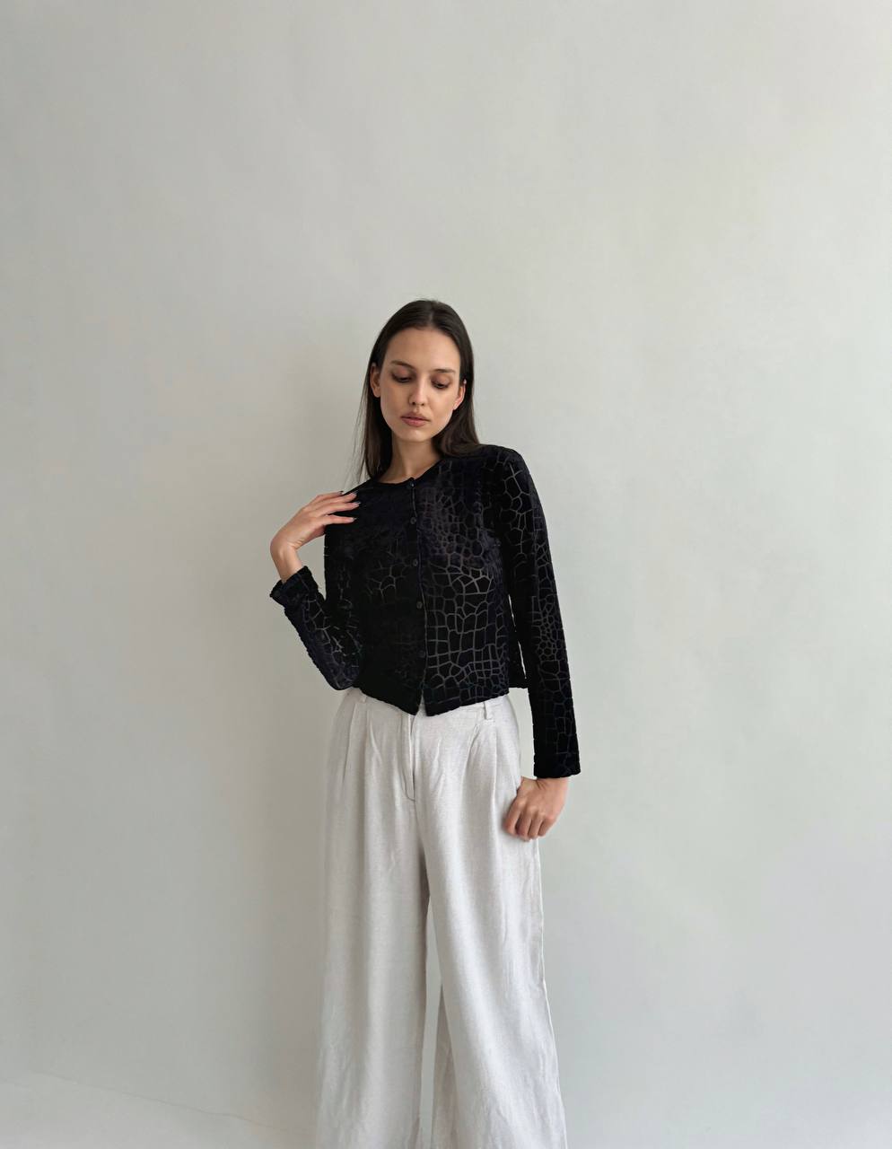 Vintage velvet pattern cardigan