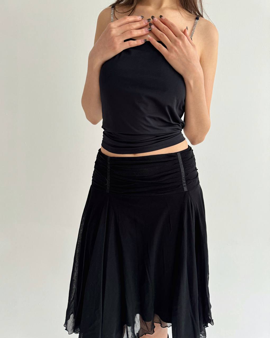 Vintage gothic asymmetrical black skirt