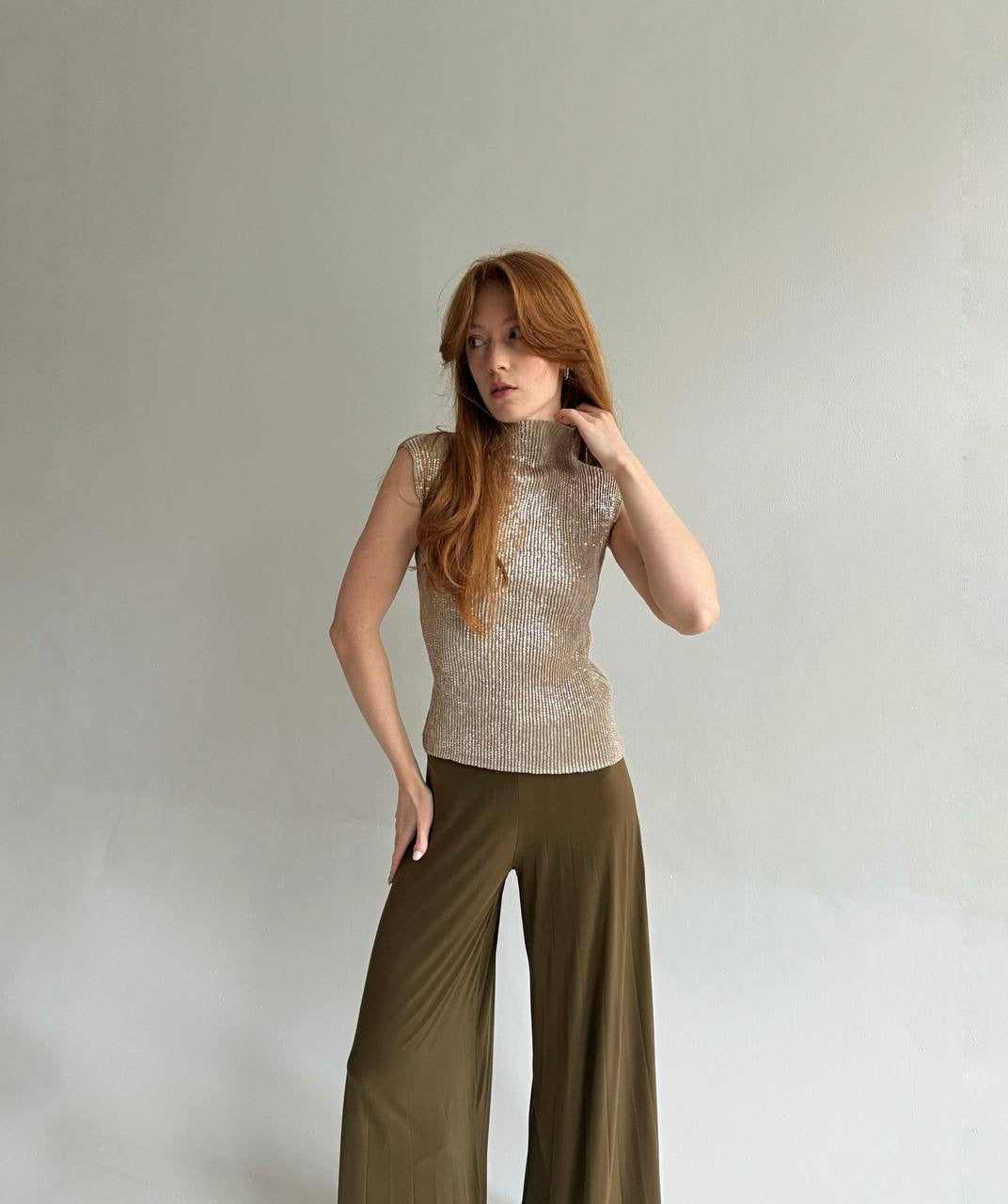 Vintage Specchio Pleats sequin top