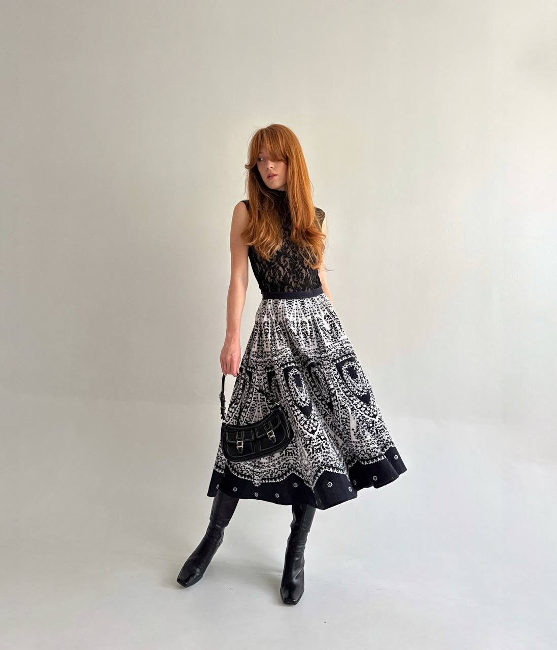 Vintage cotton A shape midi skirt