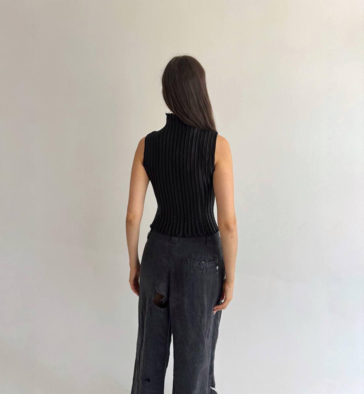 Vintage satin pleated blouse