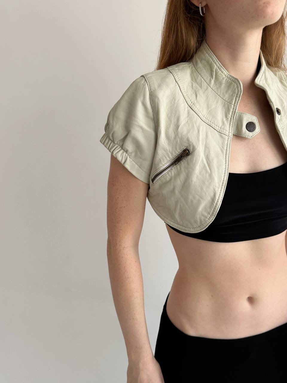 Vintage genuine leather cropped bolero