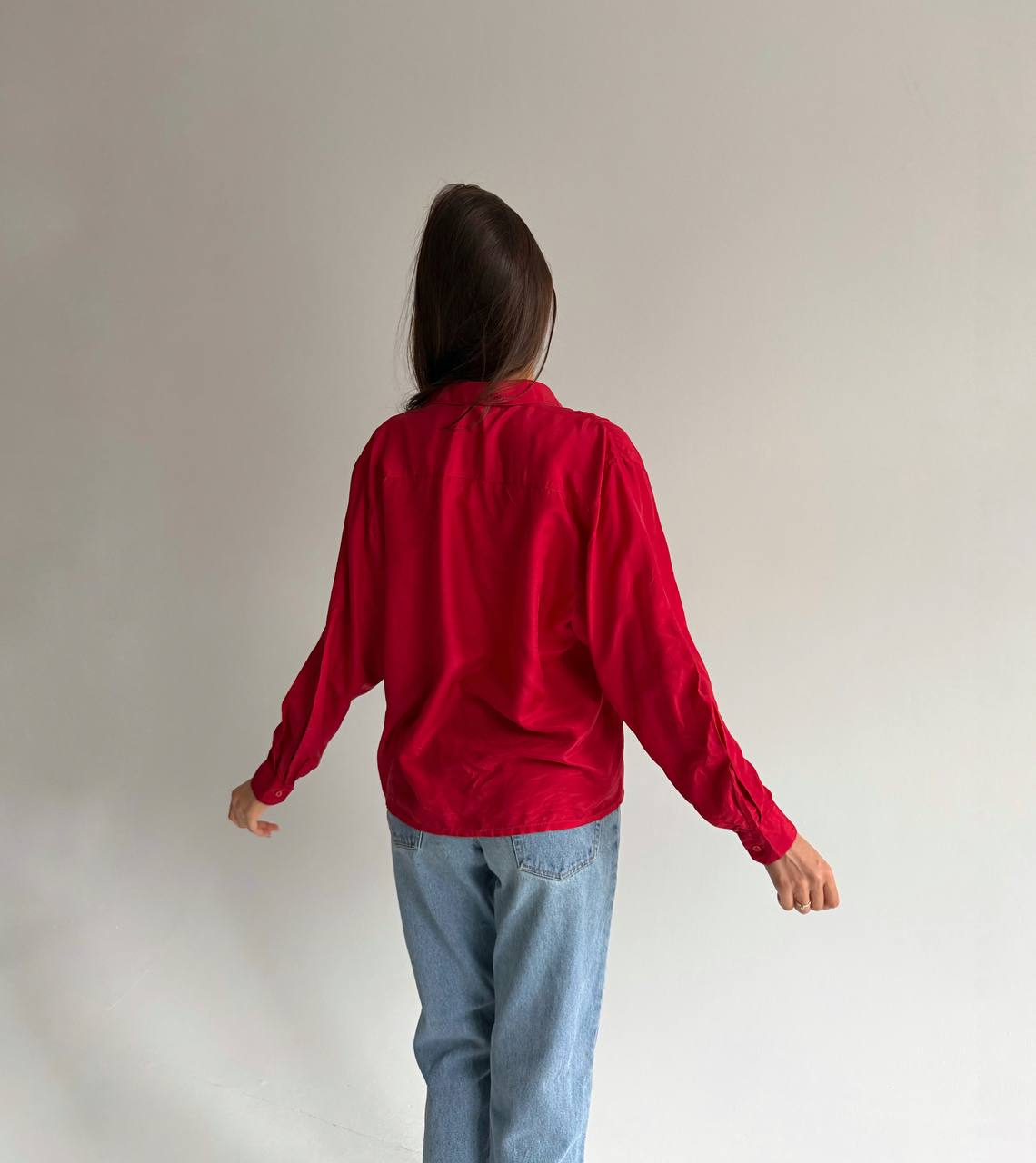 Vintage pure silk red blouse