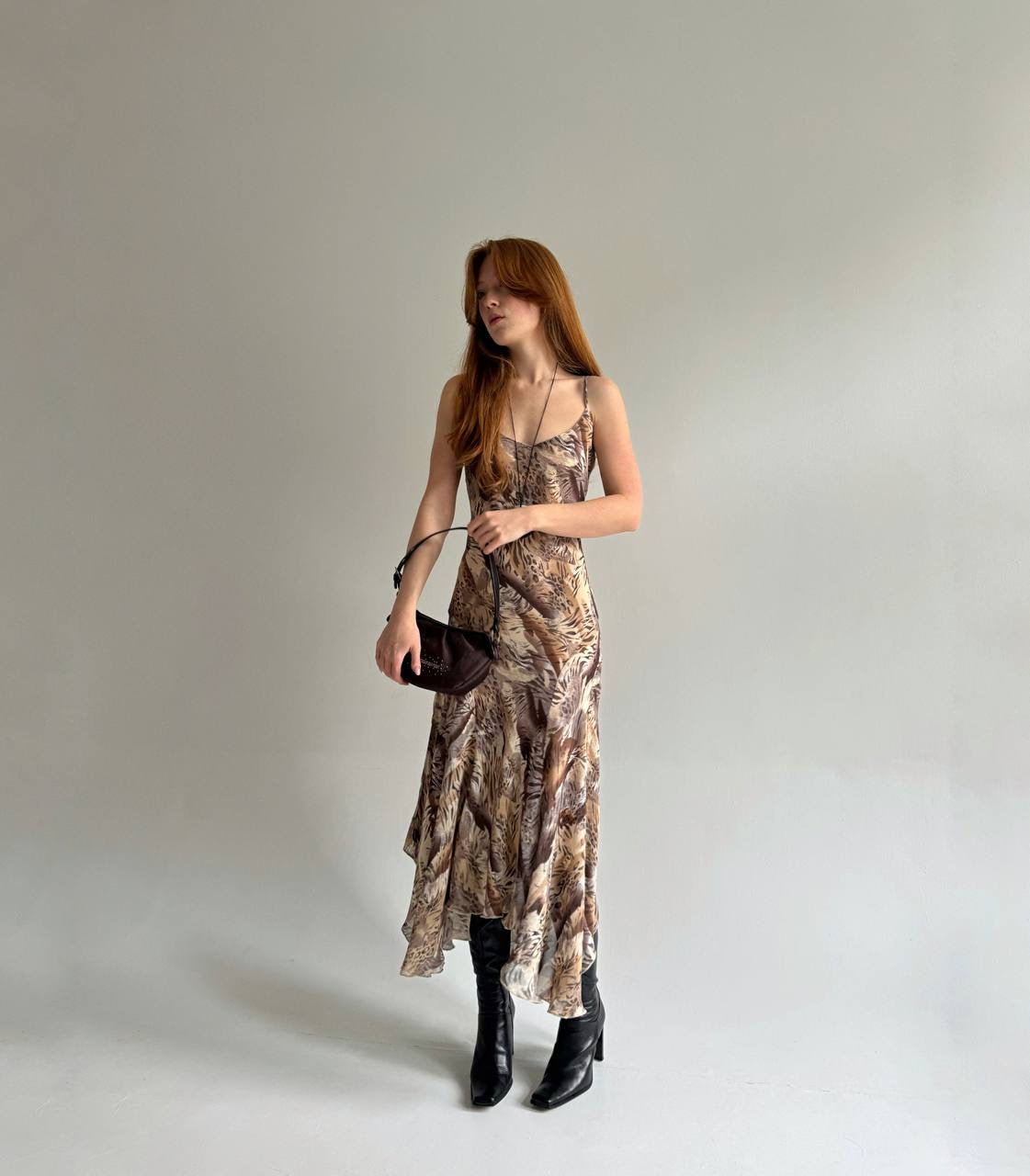 Y2K viscose asymmetrical maxi dress