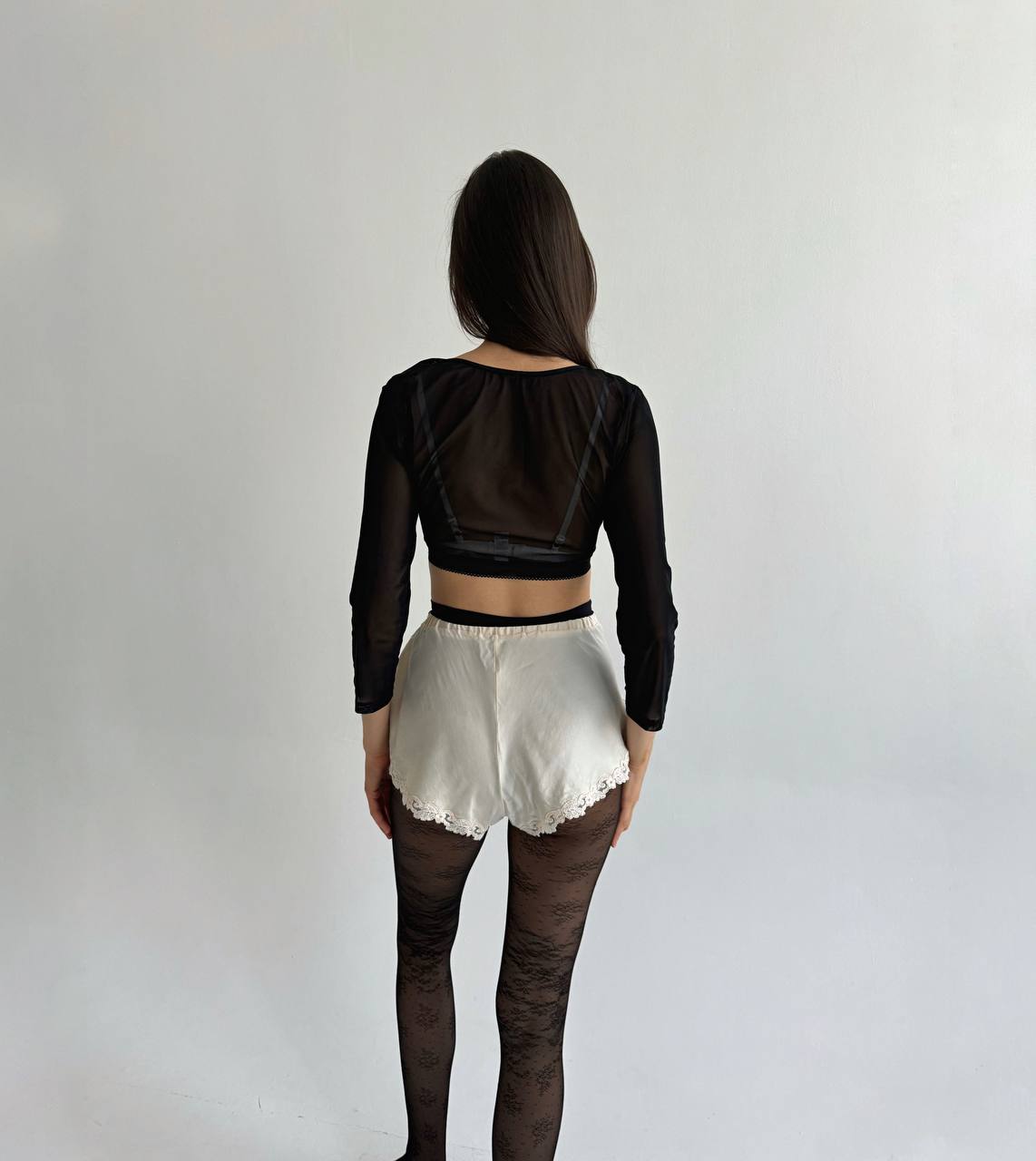 Y2K mesh black lingerie top