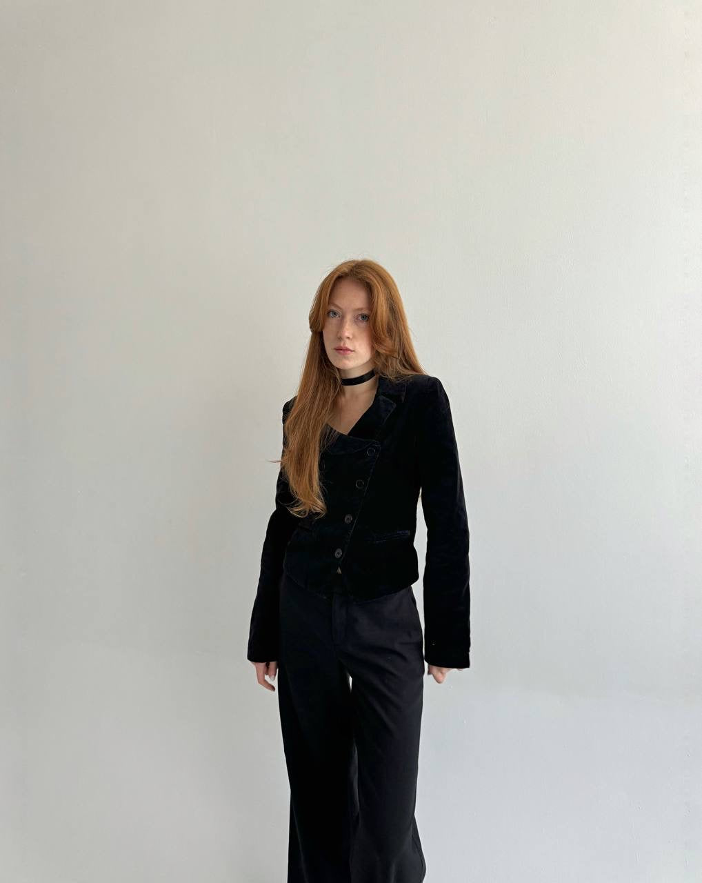 Y2K cotton velvet asymmetrical blazer