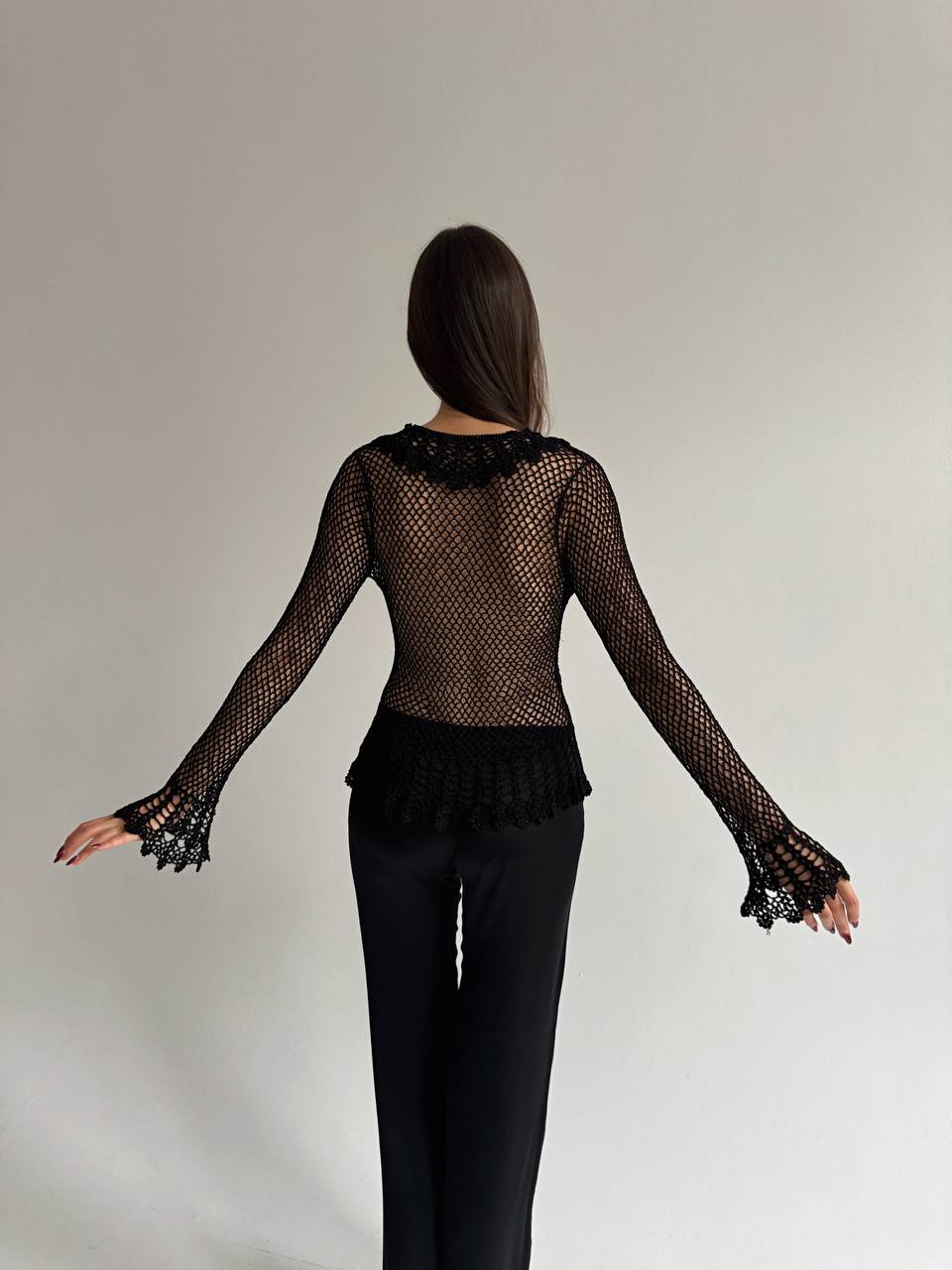 Vintage black crochet cardigan