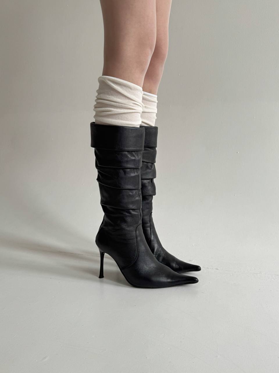 Vintage faux leather black boots
