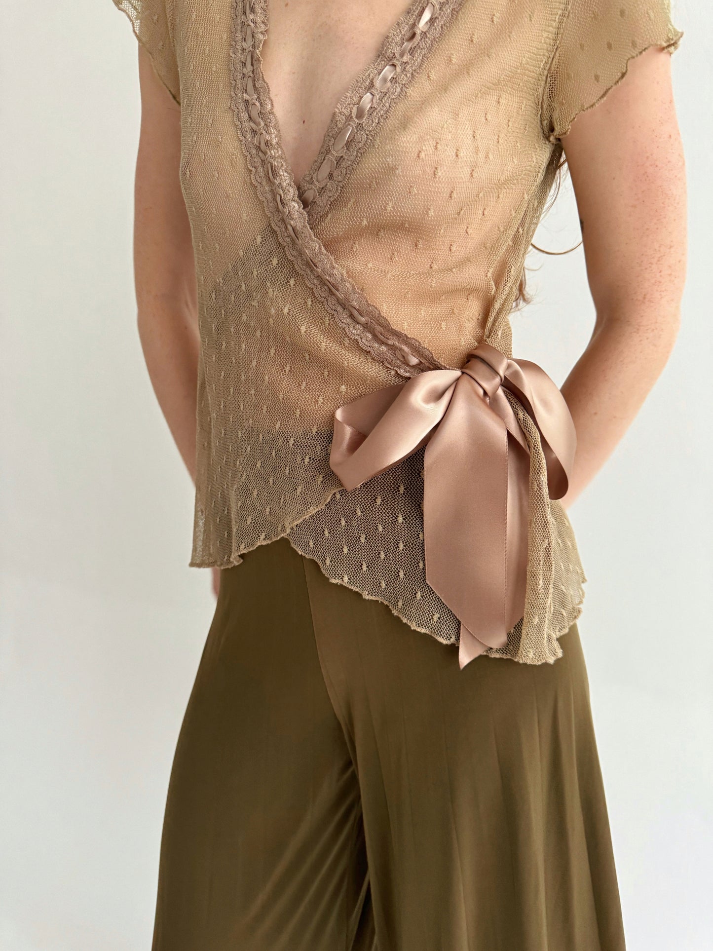 Vintage mesh wrap blouse