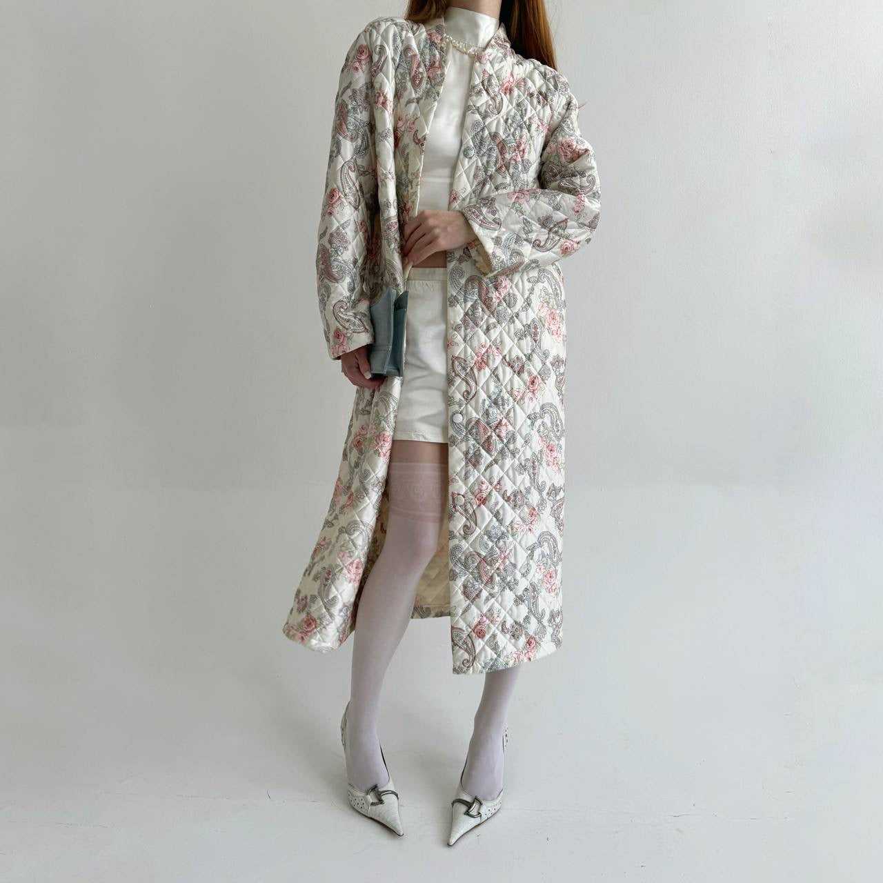 Vintage quilted flower pattern coat
