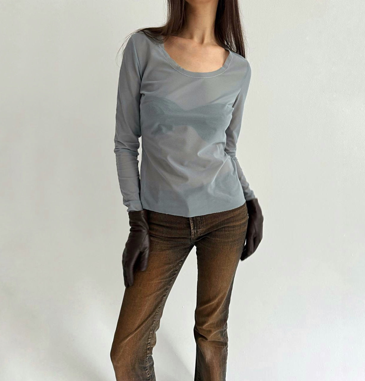 La Perla Studio pigeon mesh blouse