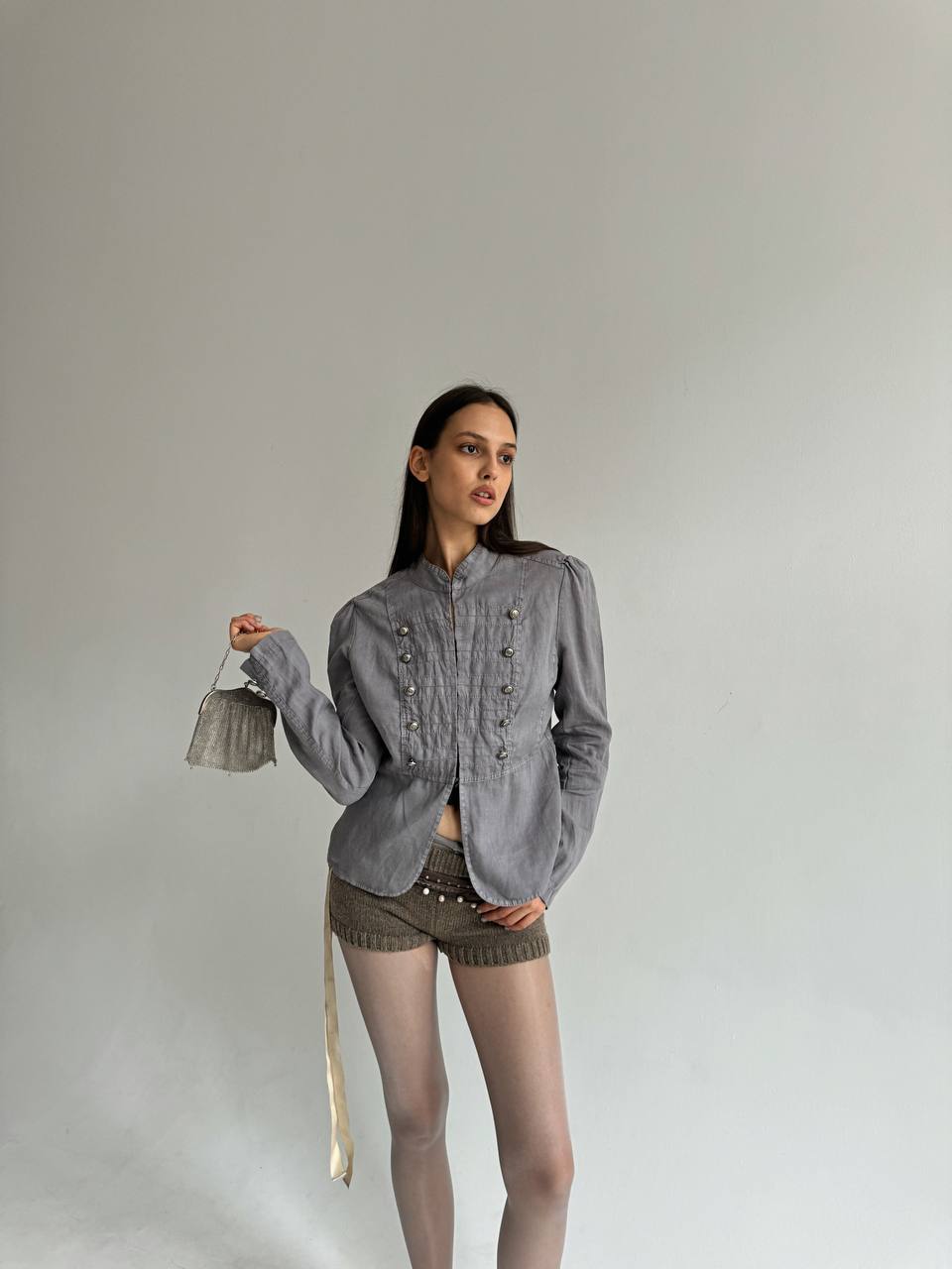 Vintage linen soldier jacket made in Italy
