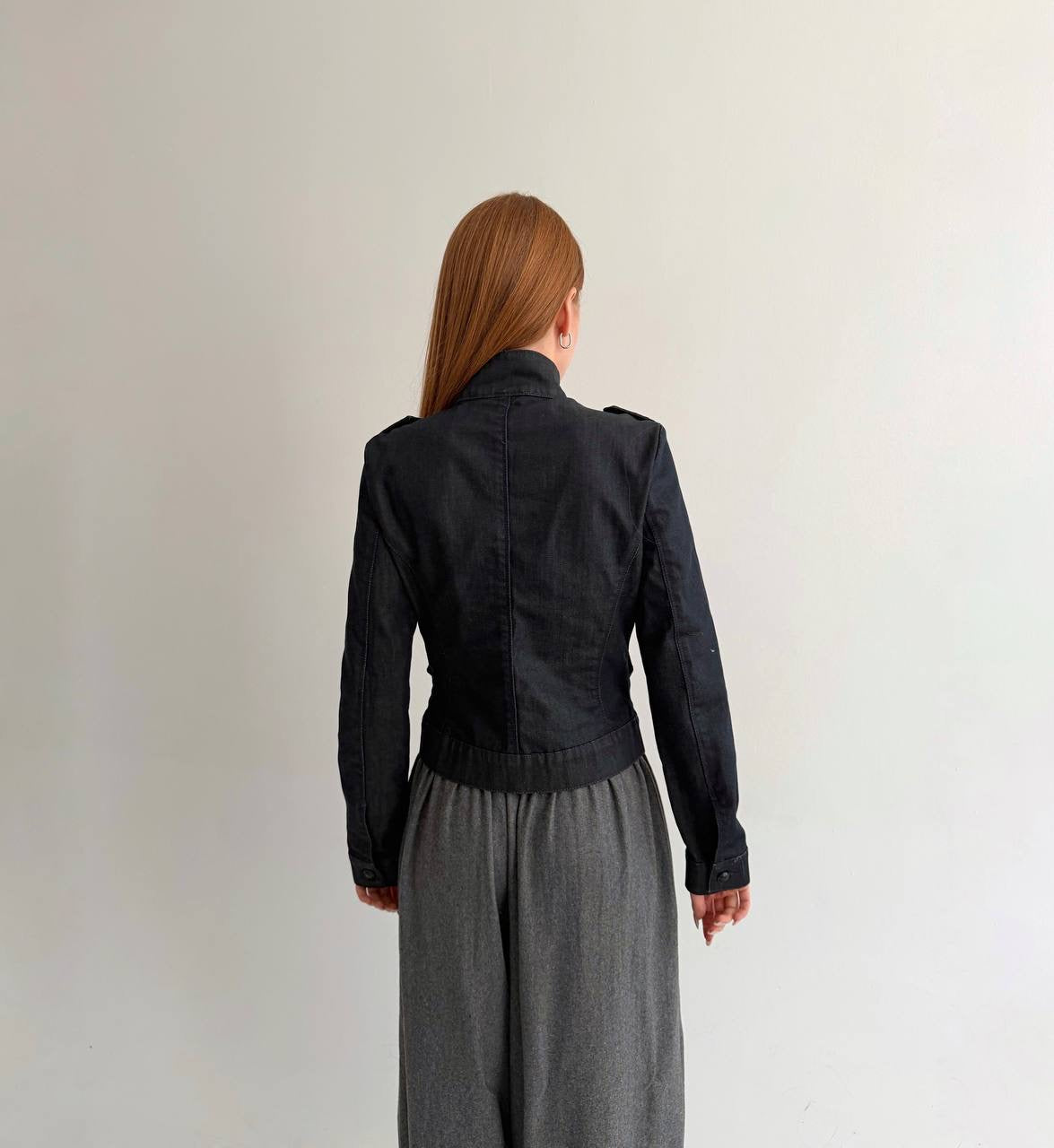 Y2K cotton denim officer jacket