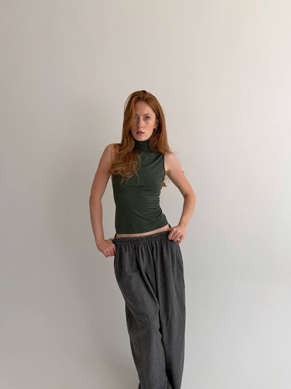 Vintage 95% viscose dark green top